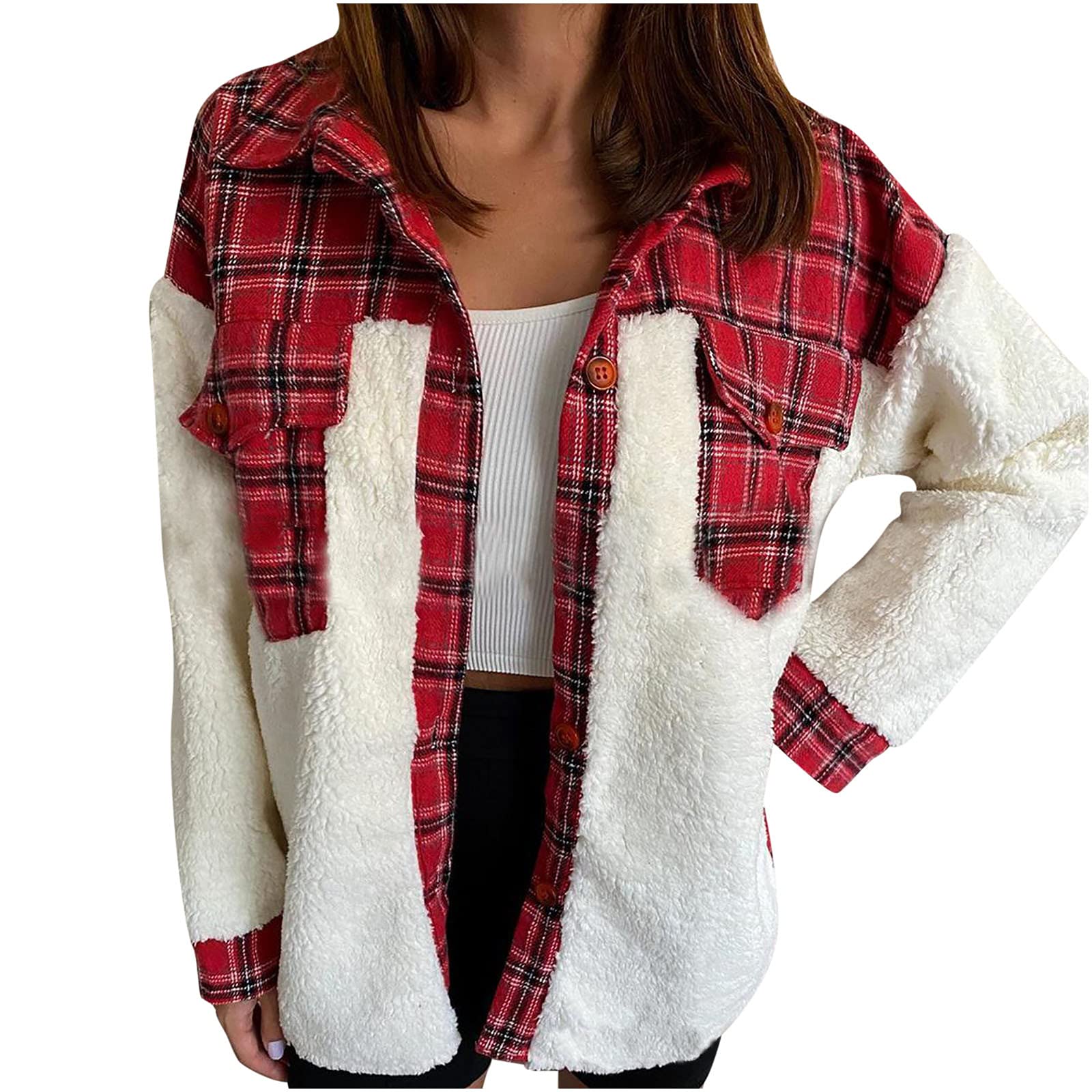 Women's Lamb Wool Stitched Warm Single-Breasted Cardigan Jacket | Cozy Winter Outerwear for Casual Outings & Office Wear