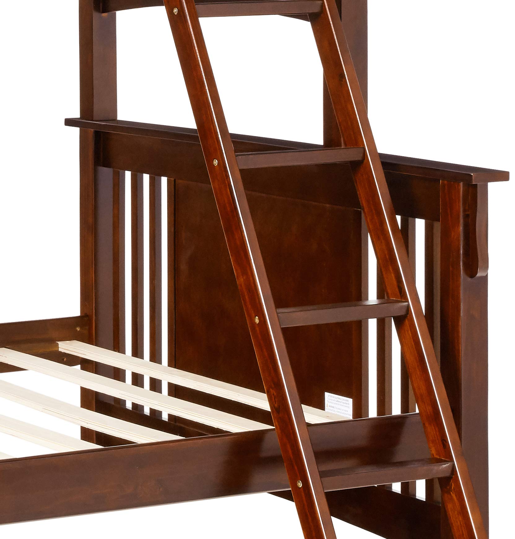 Furniture of America Concord Twin/Full Bunk Bed in Dark Oak Finish - Perfect for Kids' Bedrooms, Guest Rooms & Space-Saving Solutions