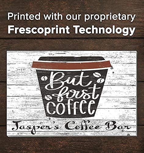 Custom Coffee Sign - Solid Wood 16x10.5 Inch Rustic Wall Decor for Coffee Bar, Kitchen & Office - Perfect Housewarming Gift with 'But First Coffee' Design - Ideal for Home Décor, Café Style & Gift Giving
