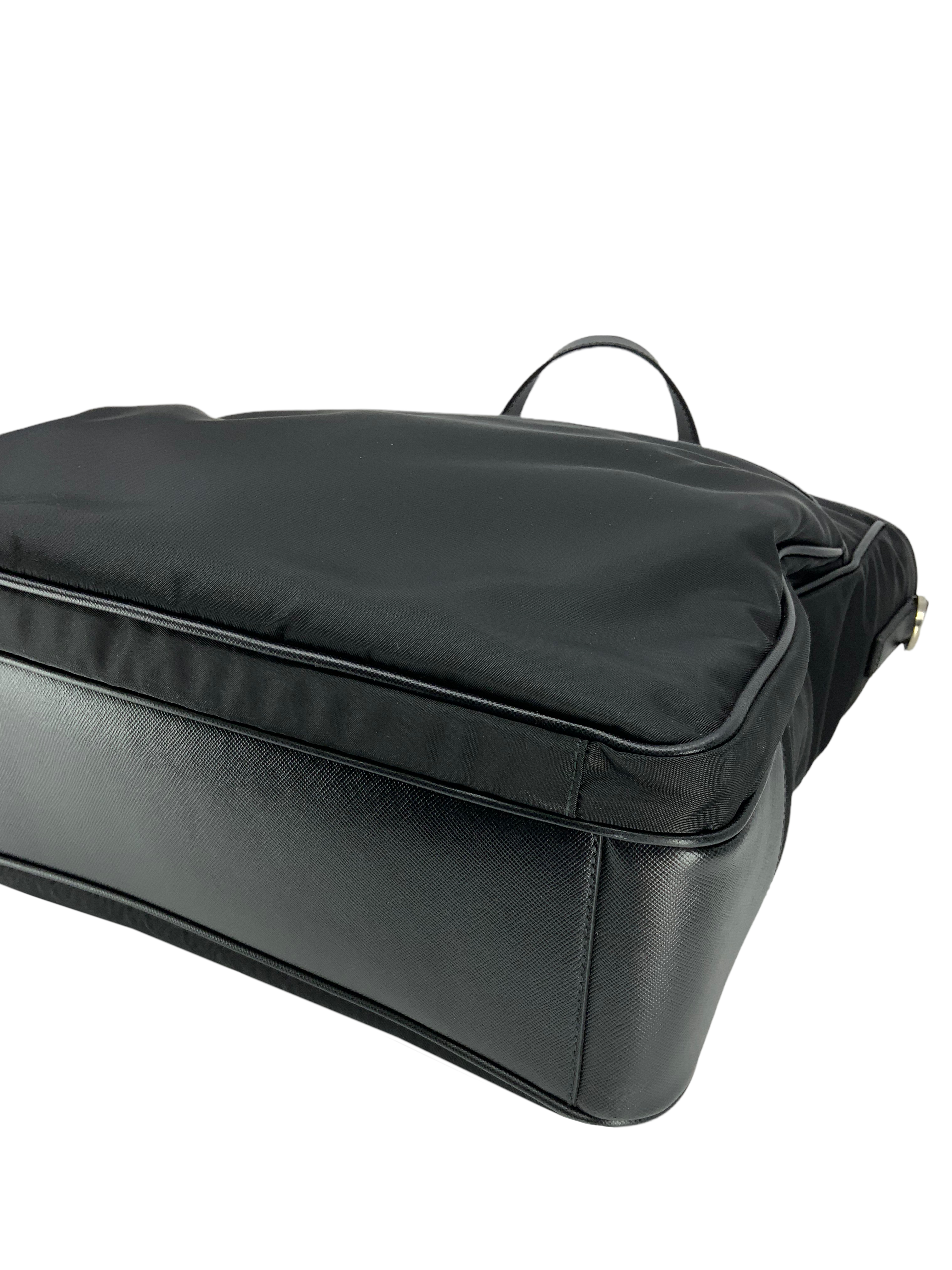 PRADA Re-Nylon Convertible Zip Tote Bag with Saffiano Leather Trim - Stylish Shopping Bag for Work, Travel & Everyday Use