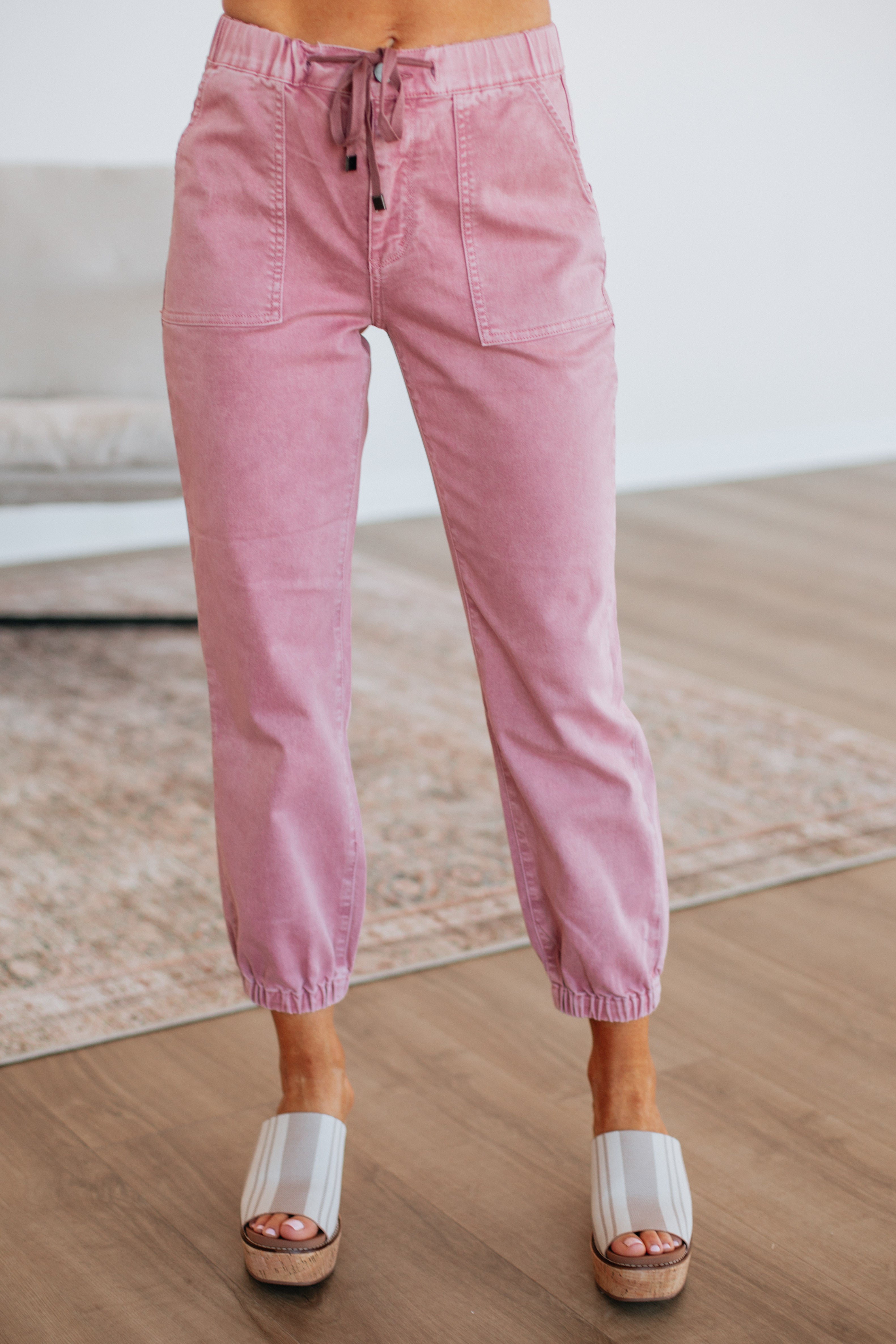 Drea Mica Joggers for Women - Soft High Waisted Lounge Pants, Blush Pink - Perfect for Yoga, Running, Travel & Home Relaxation