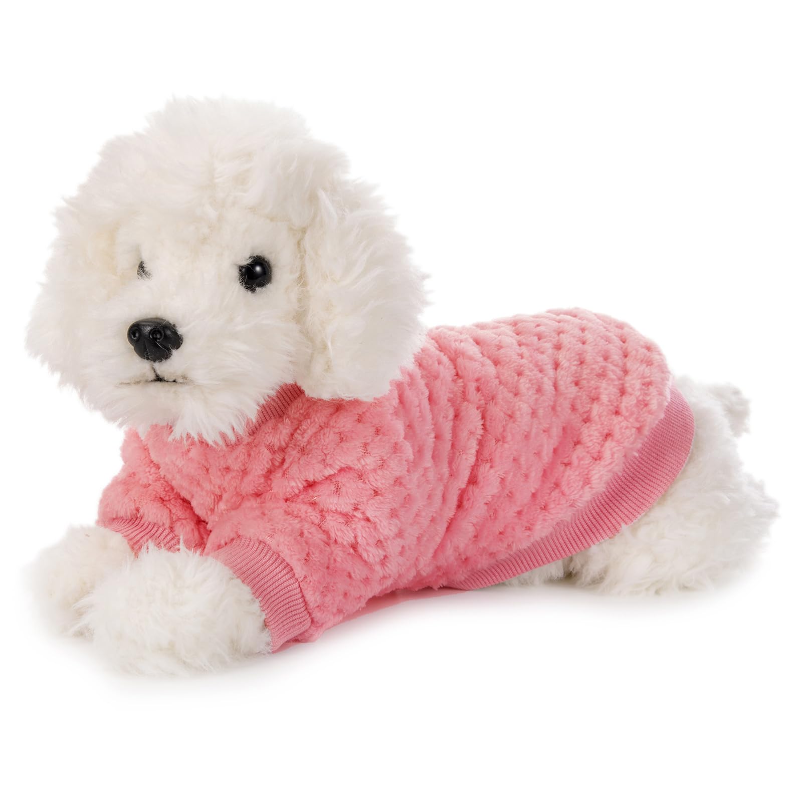 POMIU Warm Soft Flannel Dog Sweater for Small Medium Dogs & Cats - Cozy Pet Clothes for Winter, Dog Shirt Coat Jacket (Peach, Purple, Rose, Large) - Perfect for Indoor & Outdoor Activities, Daily Walks, and Cold Weather Protection