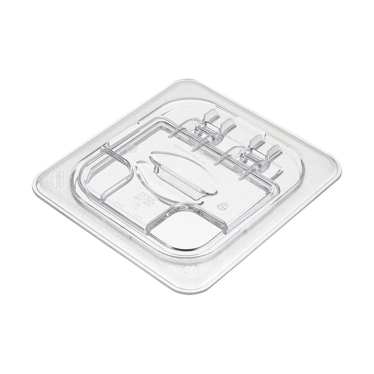 Cambro 60CWLN135 Camwear Notched Food Pan Flip Lid - Clear 1/6 Size for Commercial Kitchens, Catering & Food Storage | Durable & Stackable Food Service Container