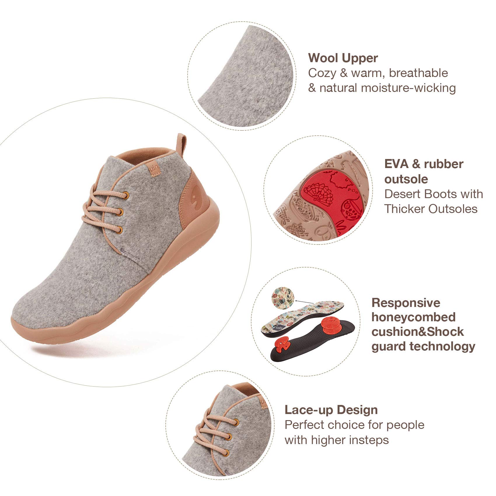 UIN Women's High Top Ankle Boots - Fashionable Casual Walking Shoes with Comfortable Cushioning | Perfect for Daily Wear, Work, and Outdoor Activities