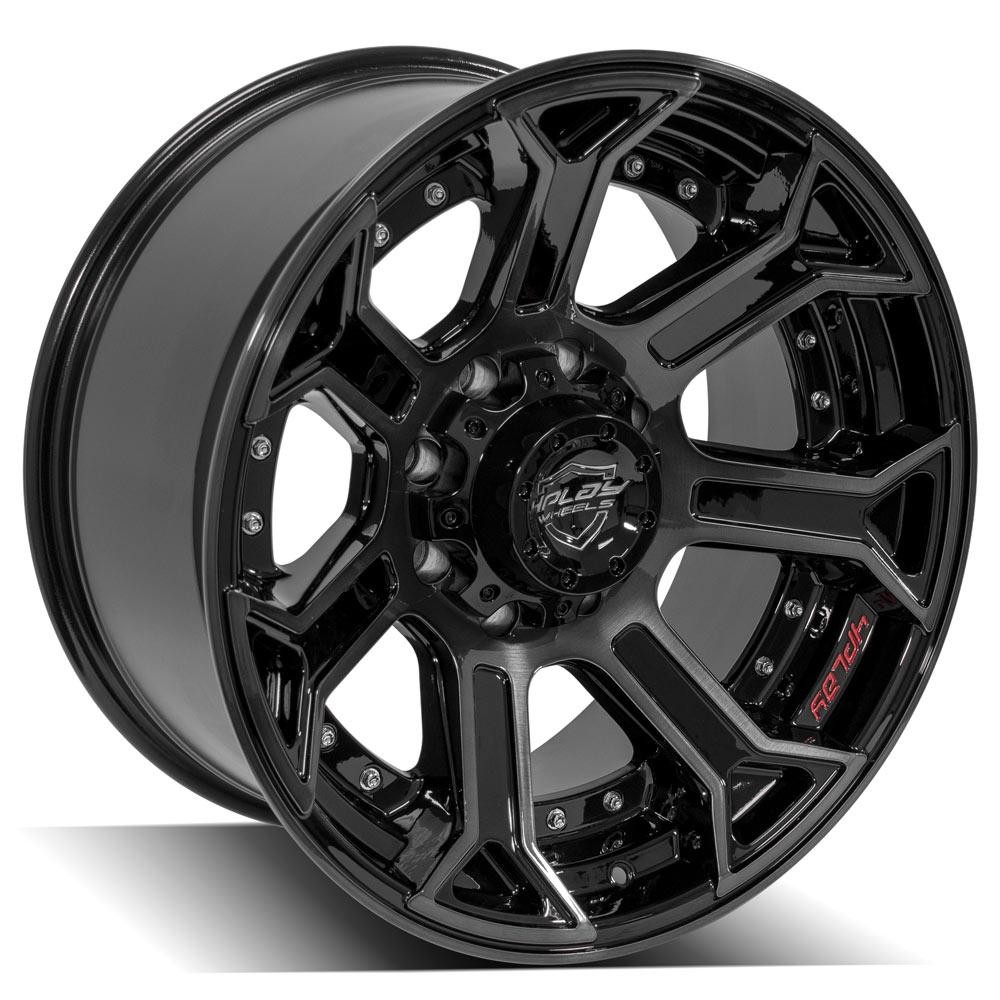 4Play Gen2 4P70 Gloss Black Wheels 20x10.0 24 8x180mm 124.1mm - Brushed Face & Tinted Clear Finish - Perfect for Off-Road Trucks, SUVs, and Custom Builds