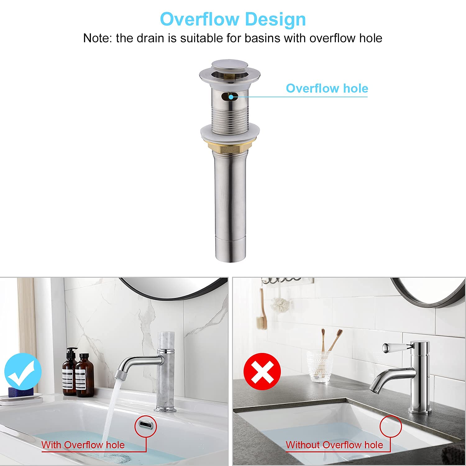 CREA Brushed Nickel Bar Sink Faucet - Single Handle 1 Hole Bathroom Faucet with Pop Up Drain Stopper & Overflow, Small Kitchen Sink Faucet for Wet Bar, Includes Hair Catcher - Perfect for Bathroom Vanities, Powder Rooms & Compact Kitchenettes
