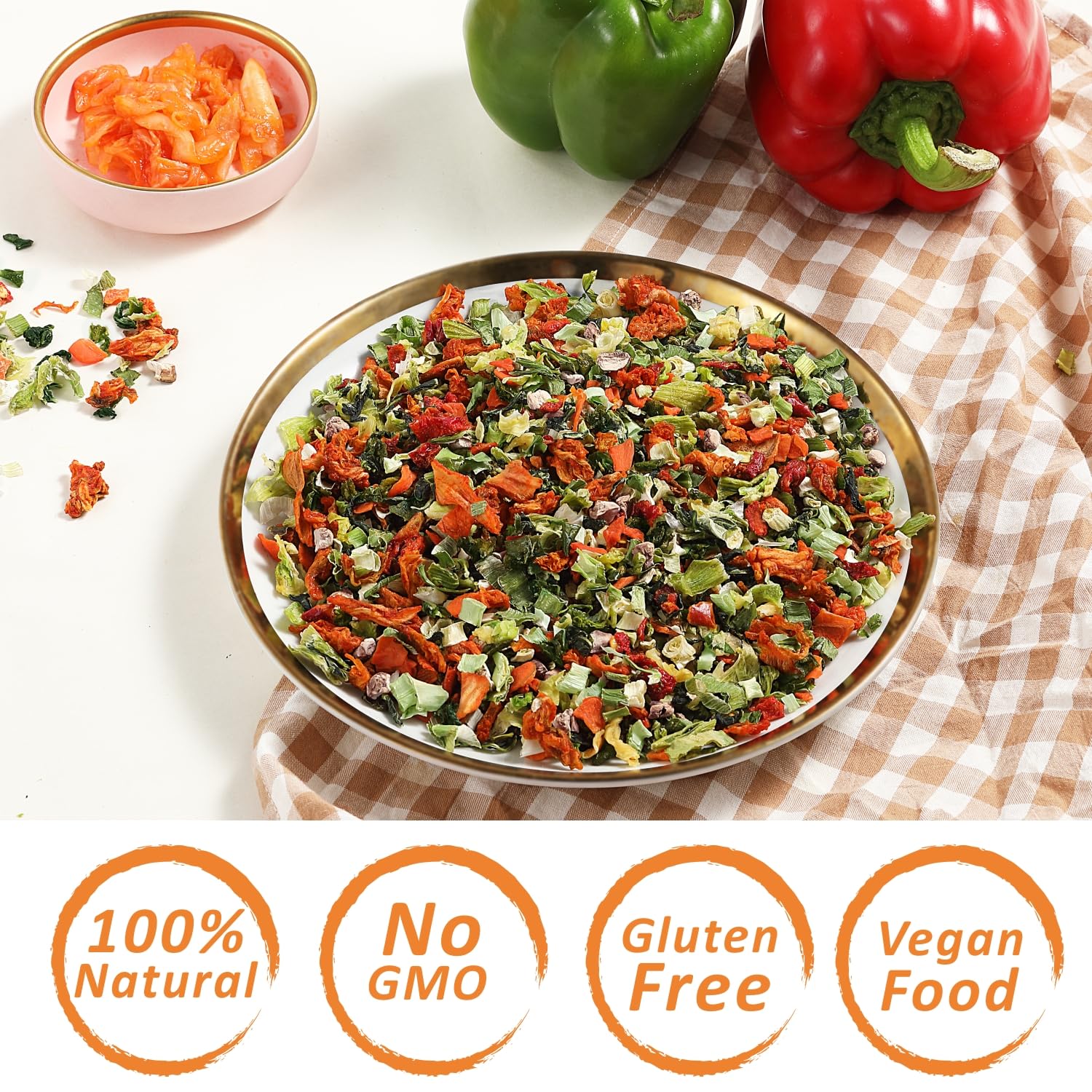 Yimi Kimchi Mushroom Ramen Toppings - Dehydrated Freeze Dried Vegetables Mix with Korean Kimchi & Shiitake Mushrooms for Noodles, Rice & Soup | All Natural Gluten-Free Emergency Food | Perfect for Camping, Hiking & Pantry Storage (16 oz)
