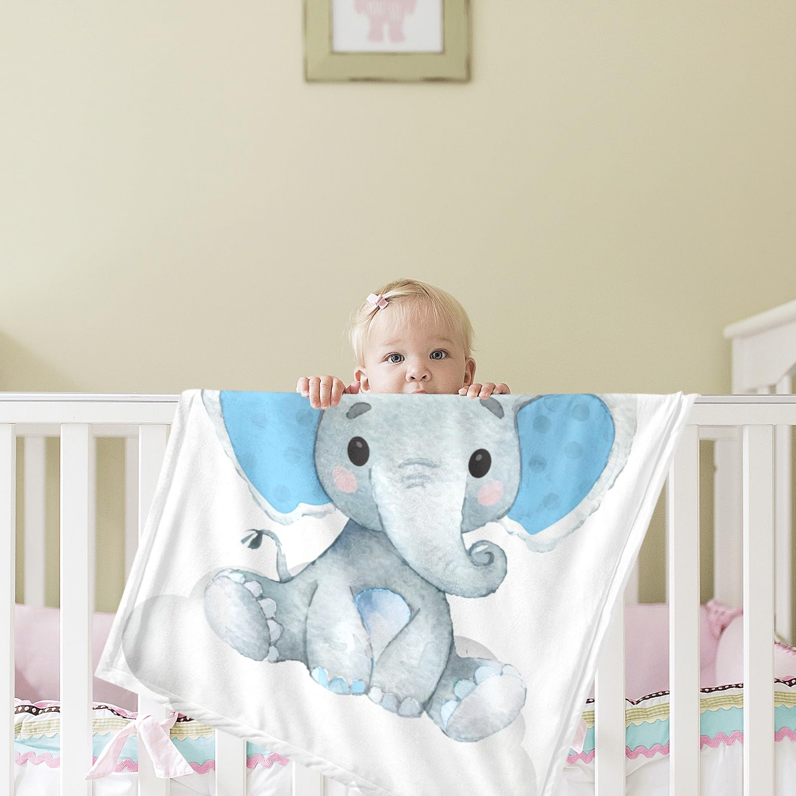 Custom Personalized Baby Blanket with Name - Super Soft Elephant Design for Newborns | Perfect Baby Shower Gift for Boys & Girls | Nursery Decor Essentials | Ideal for Cuddling, Swaddling & Photo Props