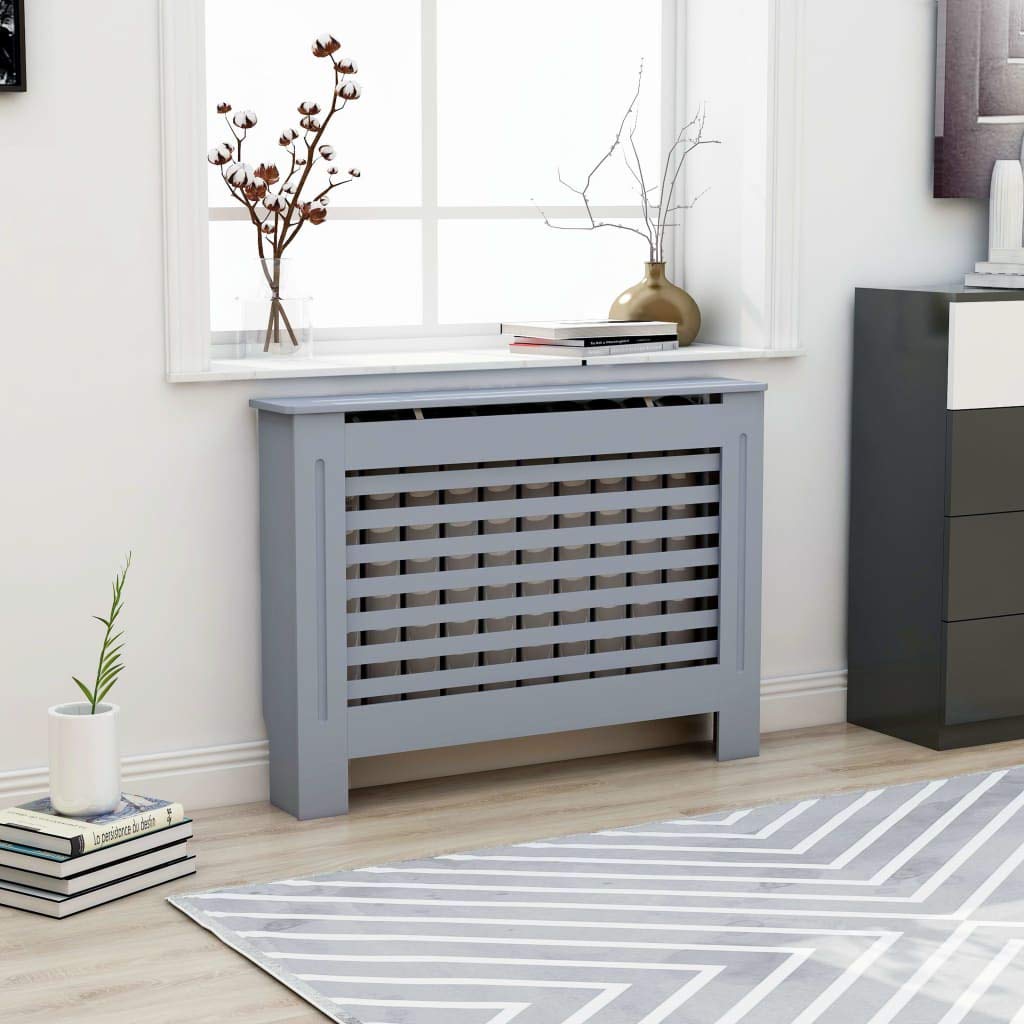 vidaXL Radiator Cover - Decorative Heating Cabinet with Additional Shelf Space for Living Room & Bedroom - Anthracite MDF 44.1