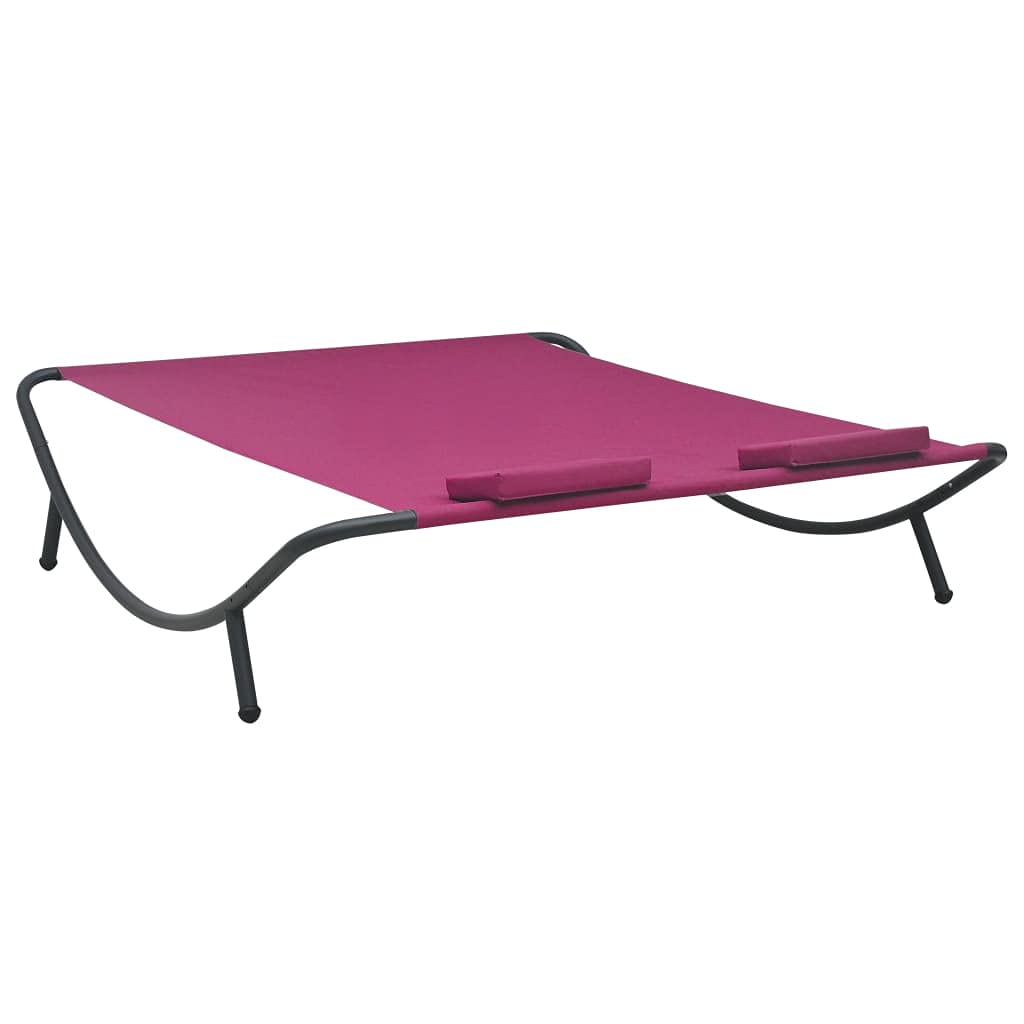 Pink Adjustable Reclining Patio Lounge Bed - Outdoor Fabric Sunbathing Chair for Garden, Beach, Pool & Lawn - Perfect for Relaxing, Tanning & Lounging in Backyard or Seaside