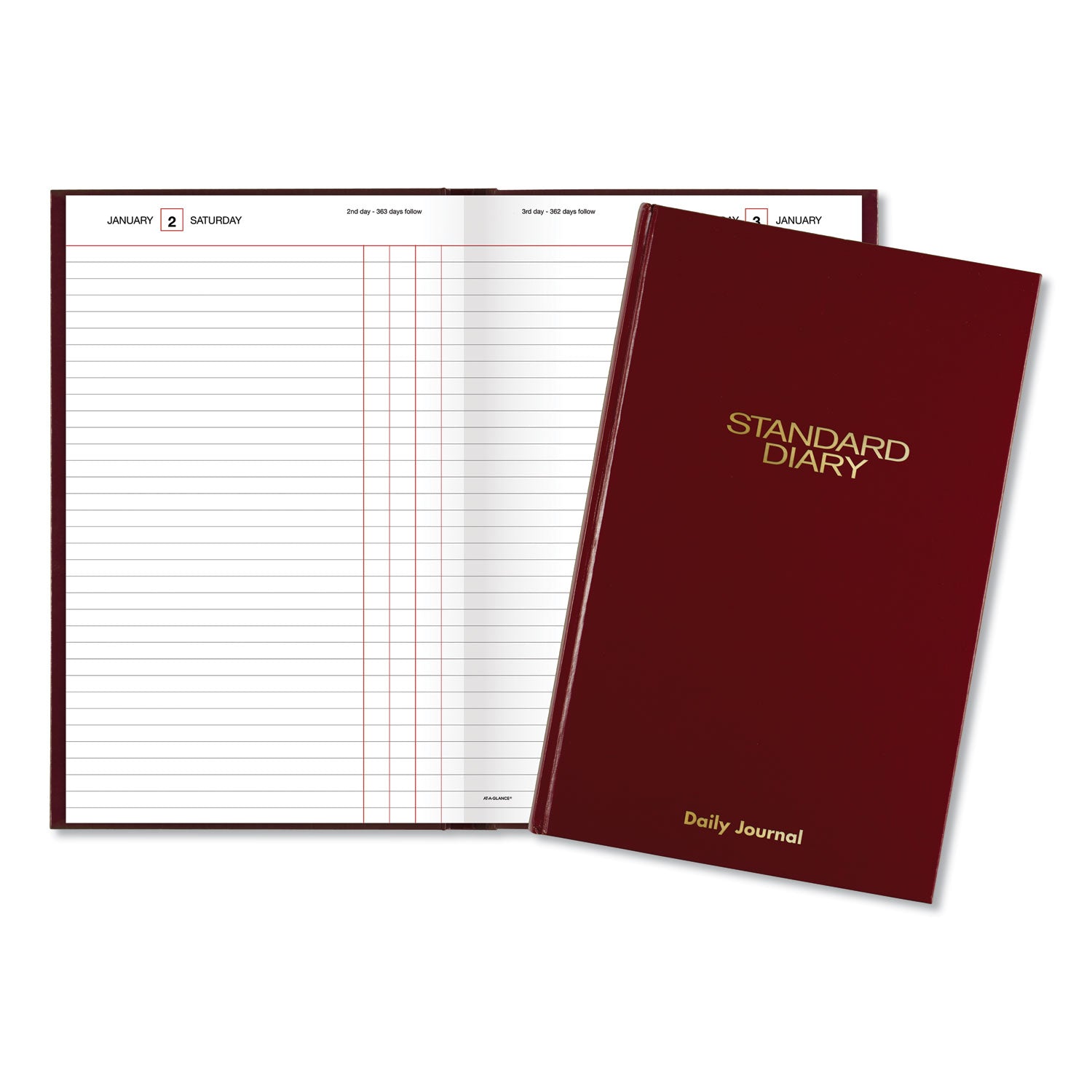 AT A GLANCE® 2025 Standard Diary & Daily Planner - Wide/Legal Ruled Pages, Red Hardcover (210 Sheets, 12 x 7.75 Inches) - Perfect for Office, School & Personal Organization