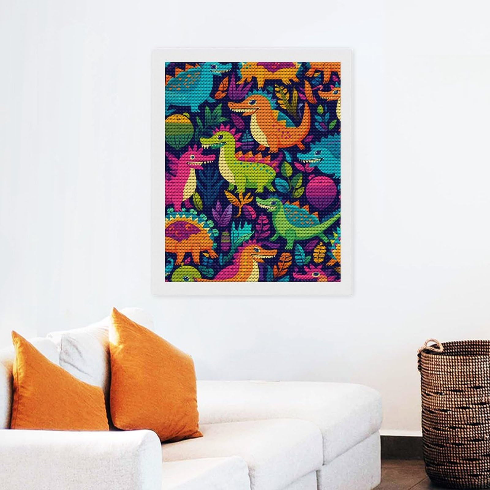 Vibrant Dinosaur Diamond Painting Kit - DIY Full Drill 5D Mosaic Art for Wall Decor | Perfect for Home, Office, Kids Room & Gift Giving