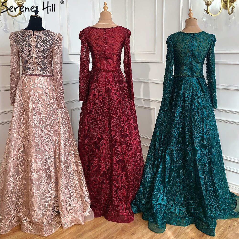 Elegant Muslim Pink Mermaid Evening Gown with Train - Luxury Party Dress for Women Plus Size LA70159 | Perfect for Weddings, Galas & Formal Events