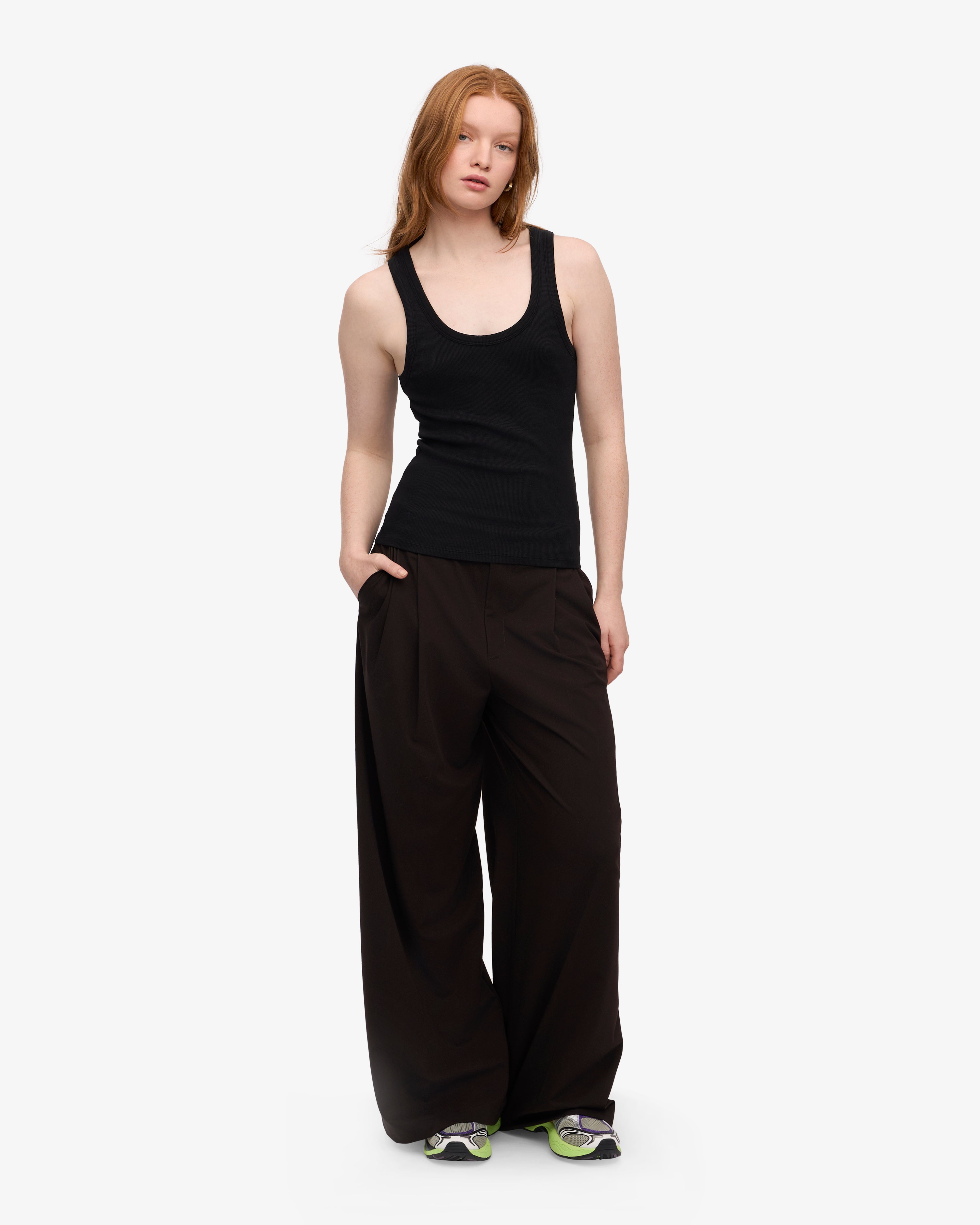 Organic Cotton Women's Ribbed Tank Top - Deep Black | Soft & Breathable for Yoga, Workouts & Casual Wear