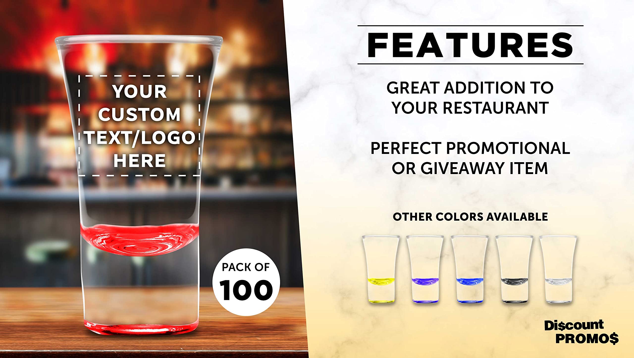 Custom 2 oz. Lord Shooter Etched Shot Glasses - 100 Pack with Personalized Text & Logo - Perfect for 21st Birthday Parties, Barware, and Lounge Glassware - Red