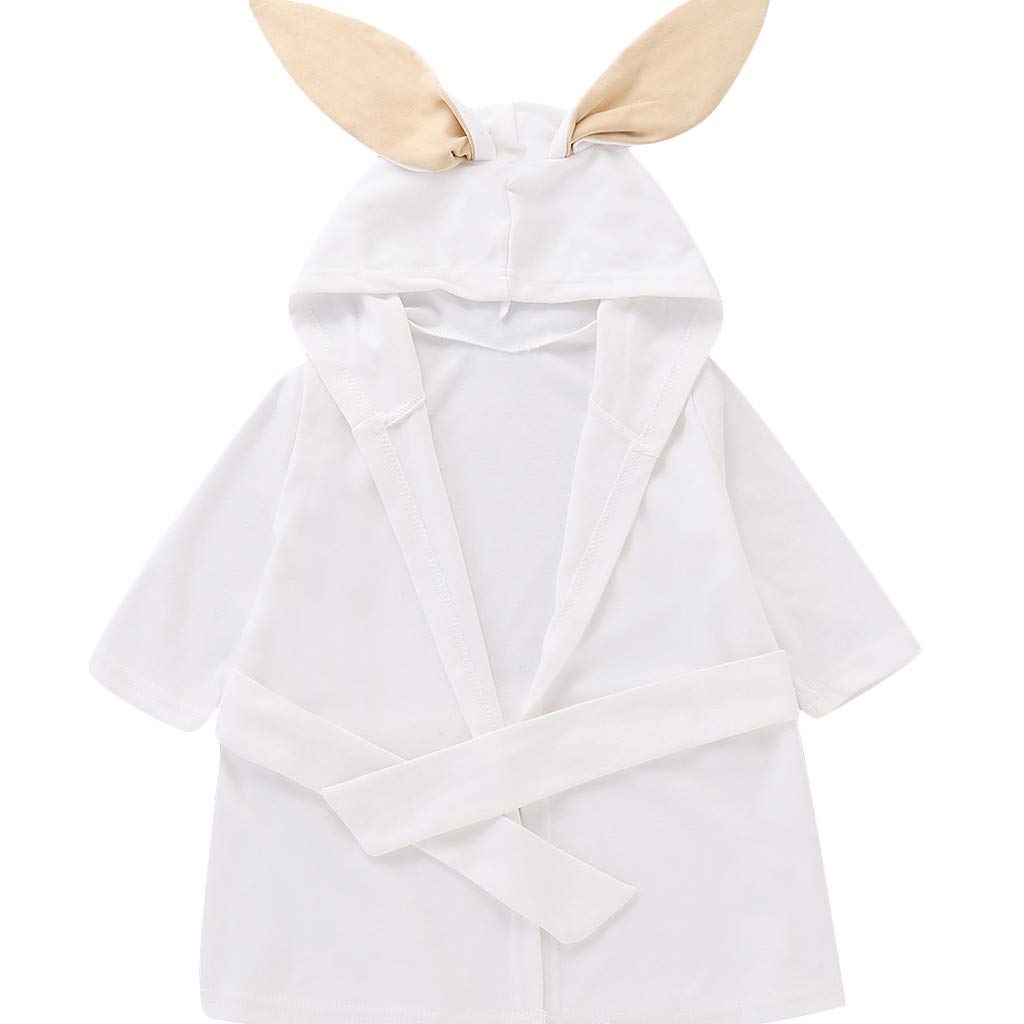 Soft Bunny Ear Hooded Bathrobe for Toddlers - Cozy Kids Sleepwear & Towel for Boys & Girls 1-5 Years - Perfect for Bath Time, Bedtime & Playtime
