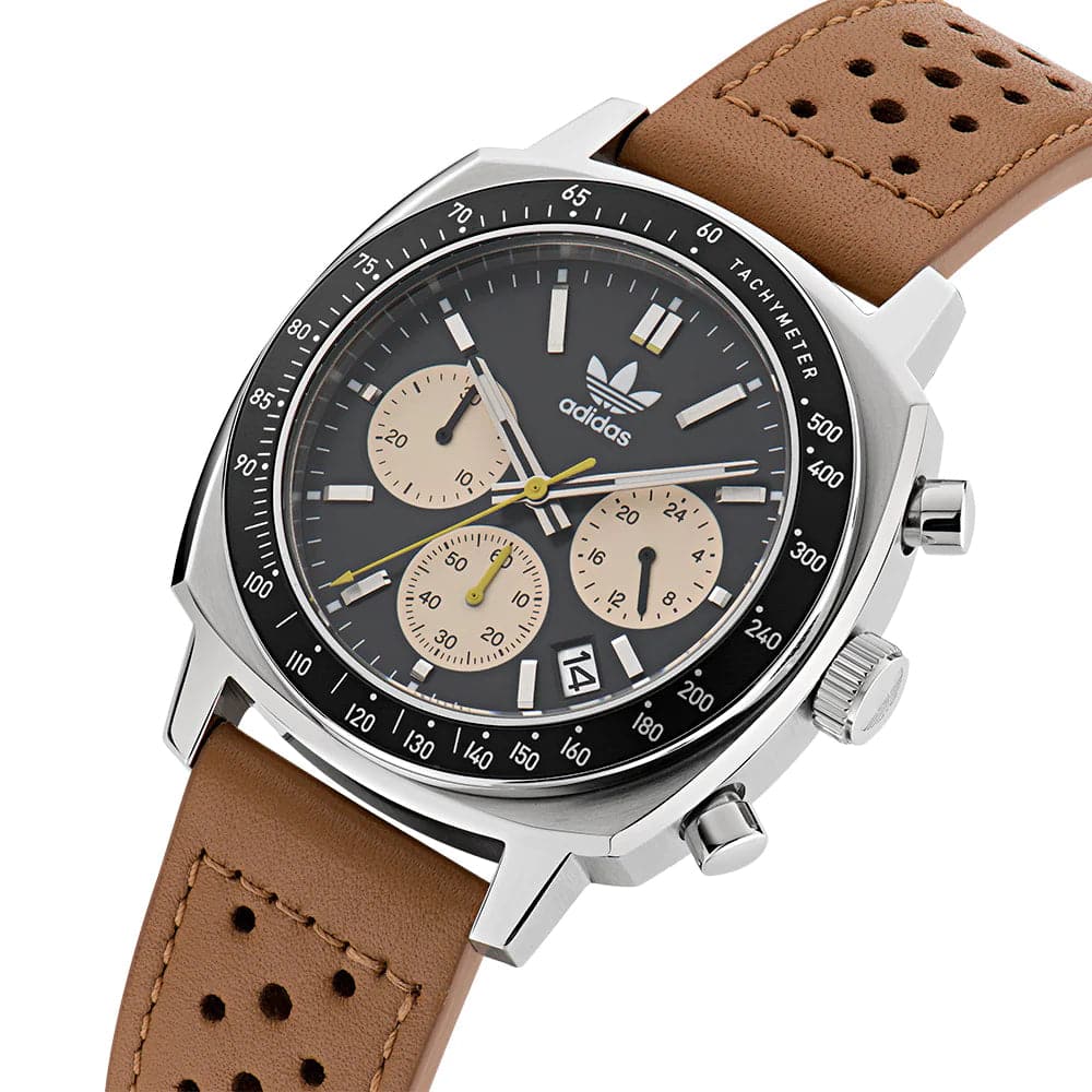 Adidas Master Originals Chronograph Watch for Men - Brown Leather Strap AOFH23576 | Stylish Casual & Business Timepiece for Everyday Wear