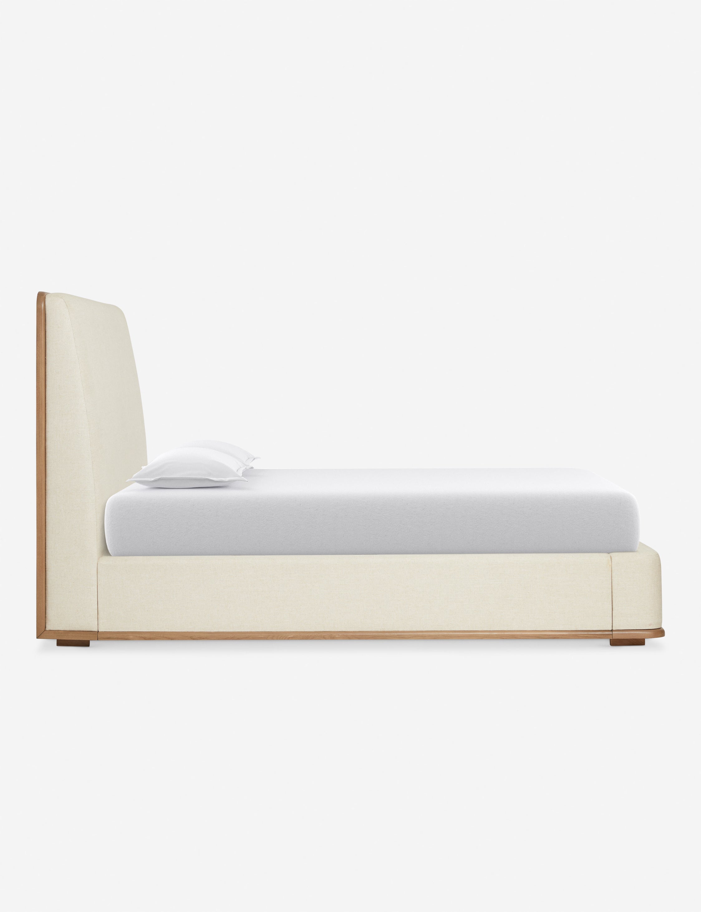 Delphine Bed by DISC Interiors - Modern Platform Bed Frame with Upholstered Headboard | Perfect for Contemporary Bedroom, Guest Room & Master Suite Decor