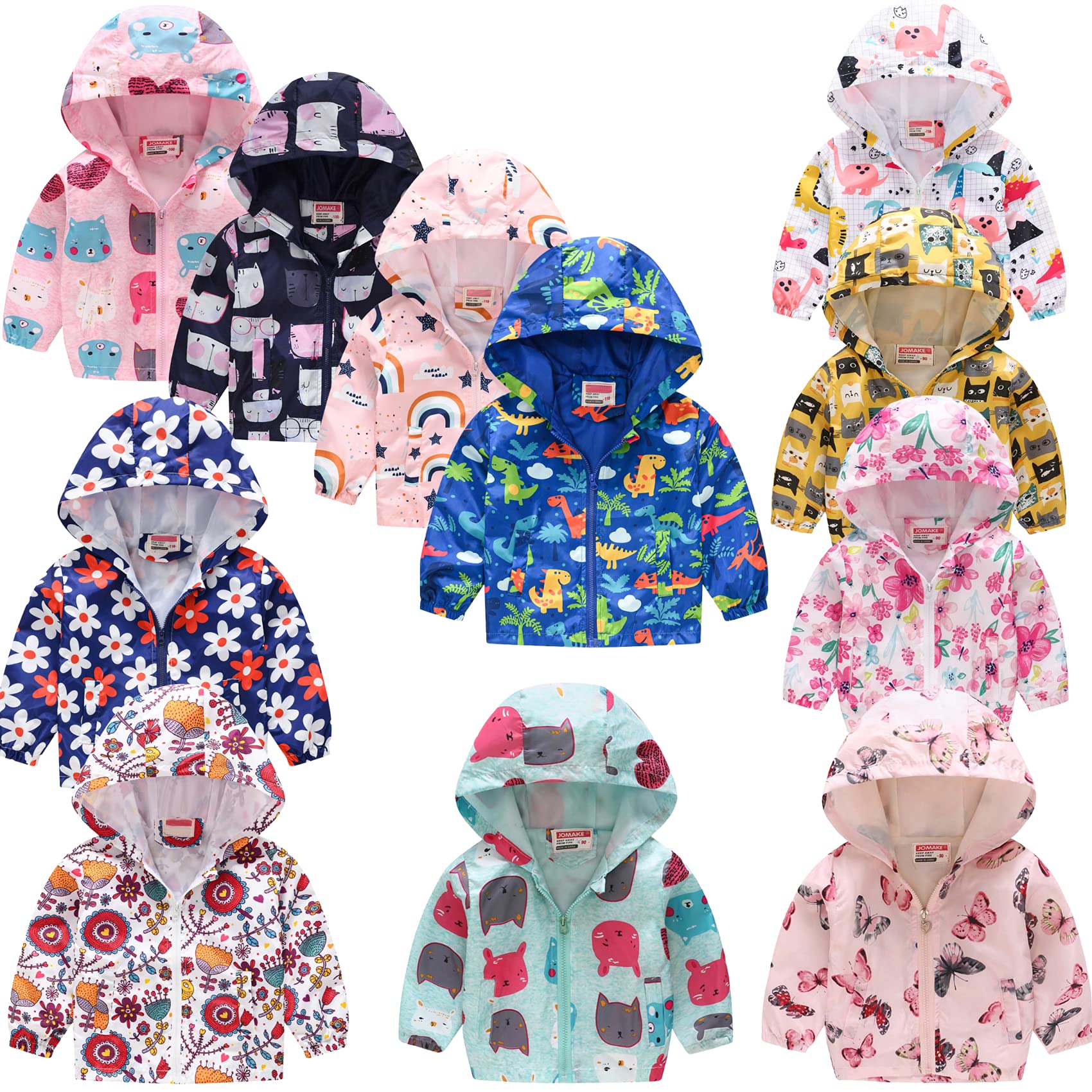 **Boys Girls Cartoon Dinosaur Print Hooded Jacket - Kids Windbreaker Zipper Hoodie for Spring & Fall - Perfect for Outdoor Play & School Activities**