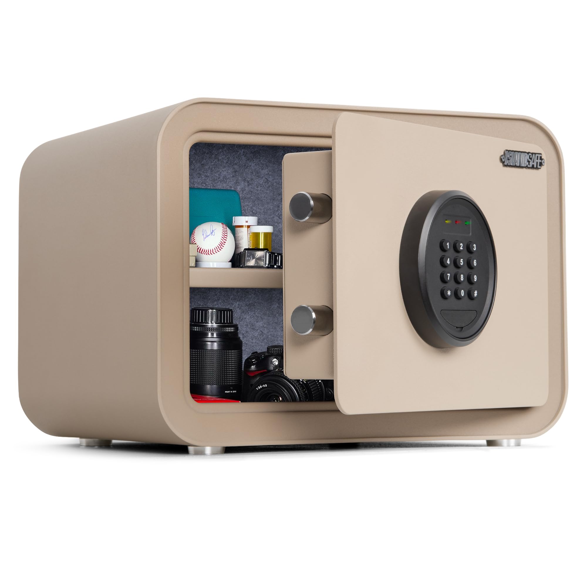 Digital Home Safe Box with Electronic Keypad - 1.0cuft Security Safe for Pistol, Cash, Jewelry & Documents - Small Personal Safe for Office, Hotel, Dorm & Money Storage - Perfect for Home Security, Travel Protection & Valuables Organization