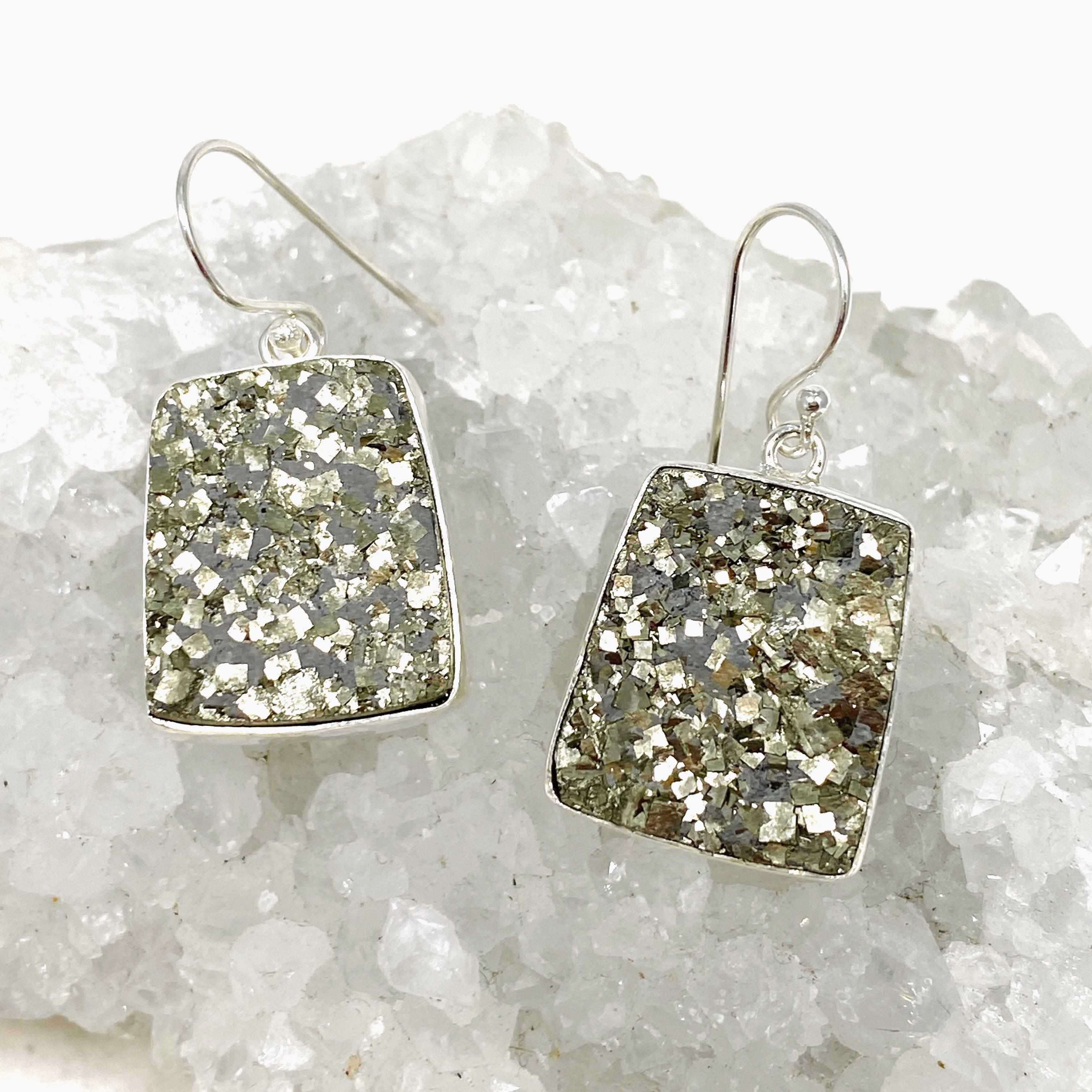 Natural Pyrite Raw Trapezoid Earrings for Women - Handmade Gemstone Jewelry KEGJ1442 - Perfect for Boho Style & Everyday Wear