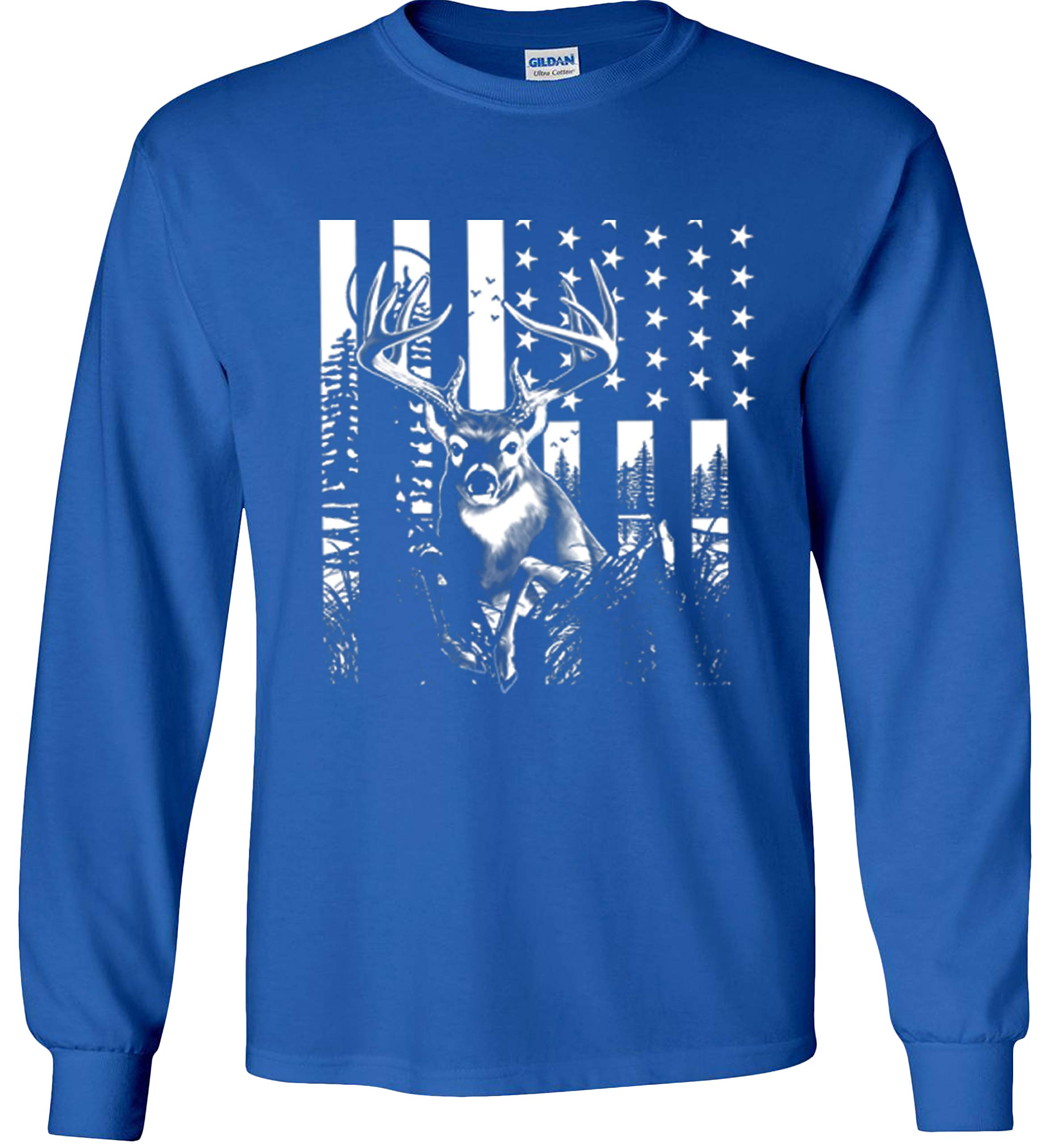 Deer Hunting Shirt with US Flag Design - Long Sleeve Camo Top for Elk Hunters | Perfect for Outdoor Adventures & Patriotic Events