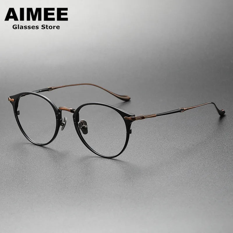 Aimee Unisex Full Rim Oval Round Titanium Eyeglasses Frame 3112 - Lightweight & Durable Eyewear for Work, Reading & Fashion