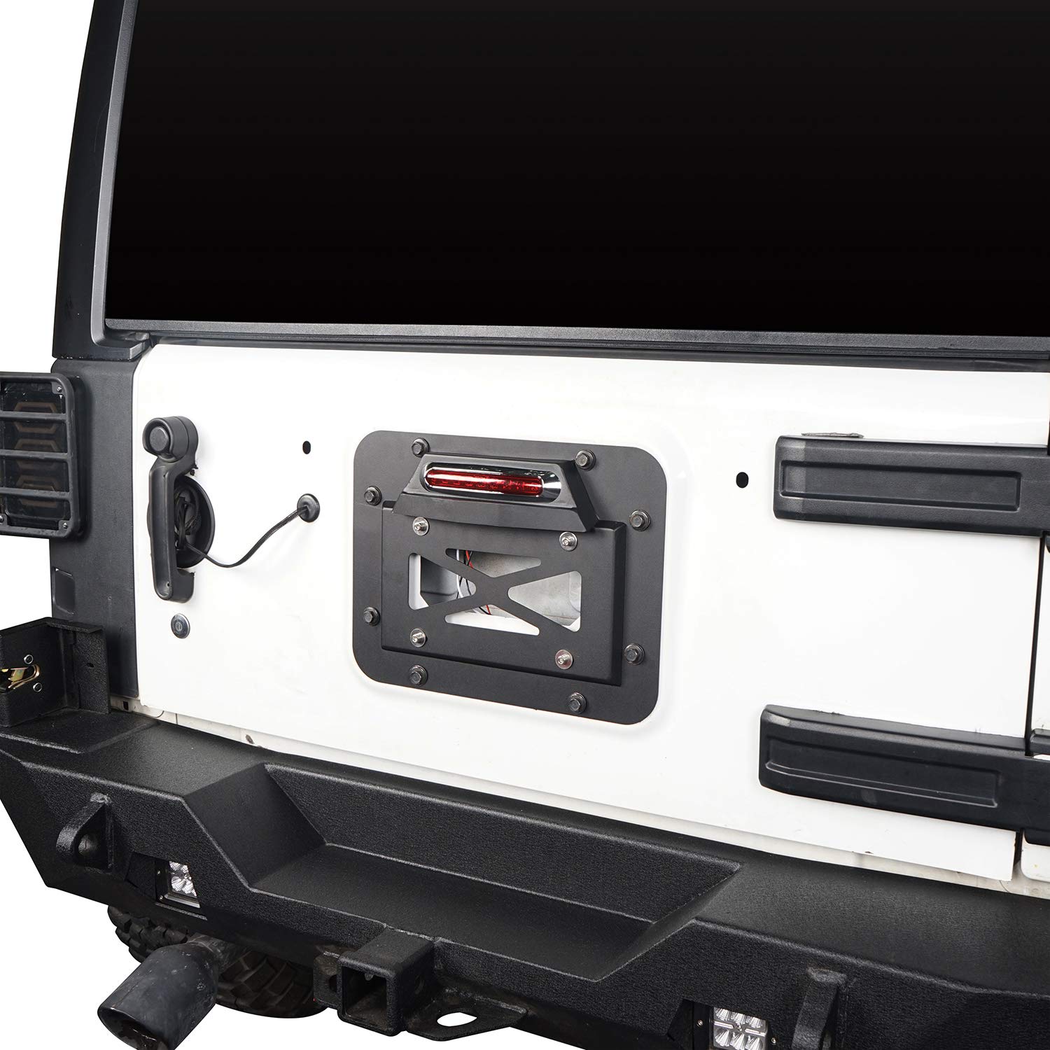 Wrangler Spare Tire Delete Kit with License Plate Relocation & LED Light - Compatible with Jeep Wrangler JK & Unlimited 2007-2018 | Off-Road Accessories for Rear Bumper Customization