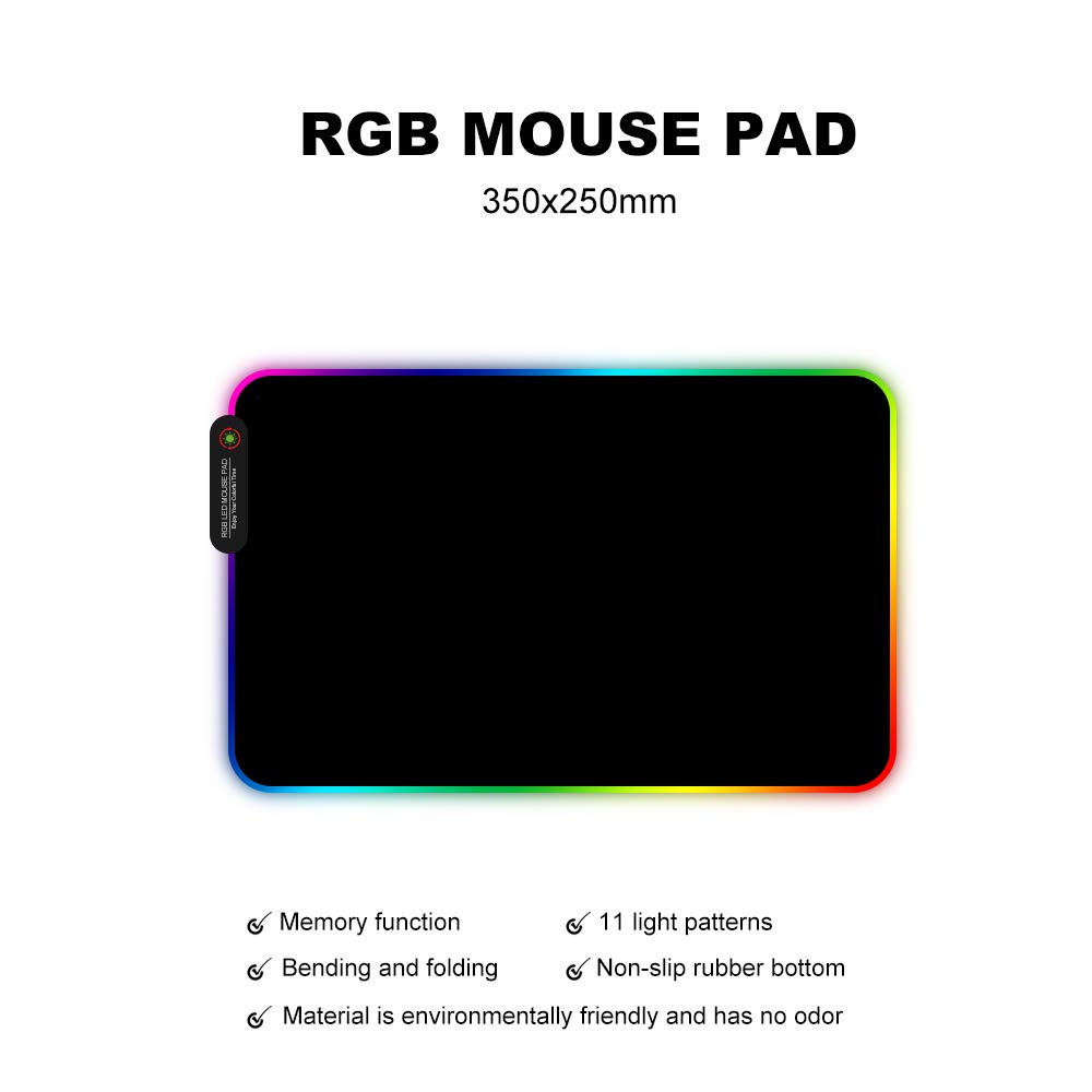 RGB Gaming Mouse Pad with 11 Lighting Modes, Non-Slip Rubber Base, LED Mouse Mat for PC & Laptop (13.7