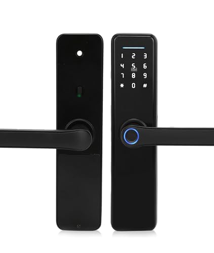 4-in-1 Smart Door Lock - Fingerprint, Key Card, Password & Mechanical Key Entry - Home Security Anti-Theft Electronic Keyless Lock for Apartments, Houses & Offices
