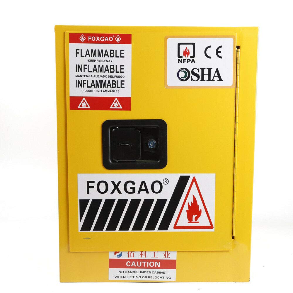 12 Gallon Yellow Flammable Liquids Safety Storage Cabinet - 17