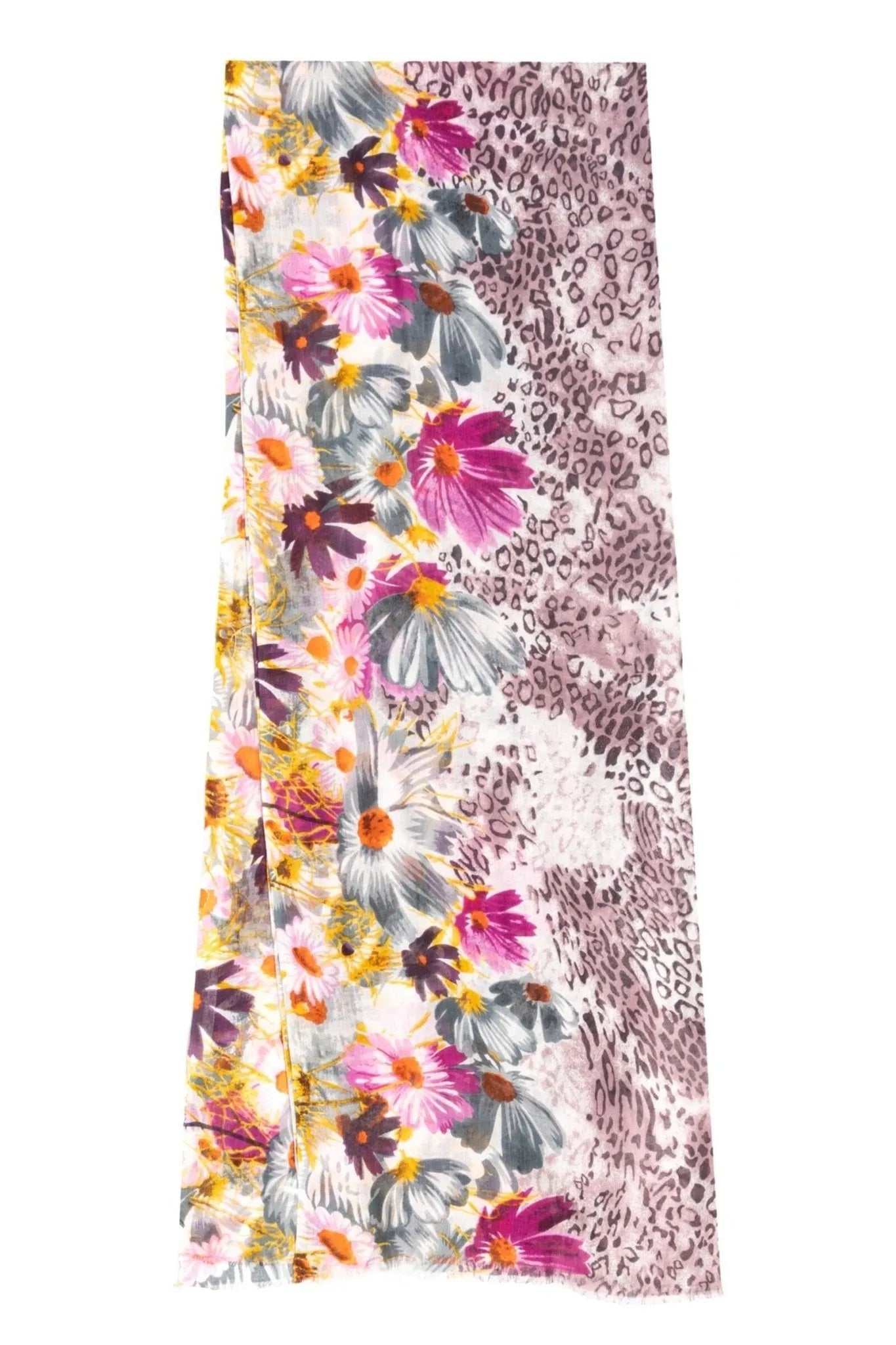 Floral Leopard Print Scarf for Women - Soft Lightweight Fashion Accessory for Fall Winter Outfits, Office Wear & Special Occasions
