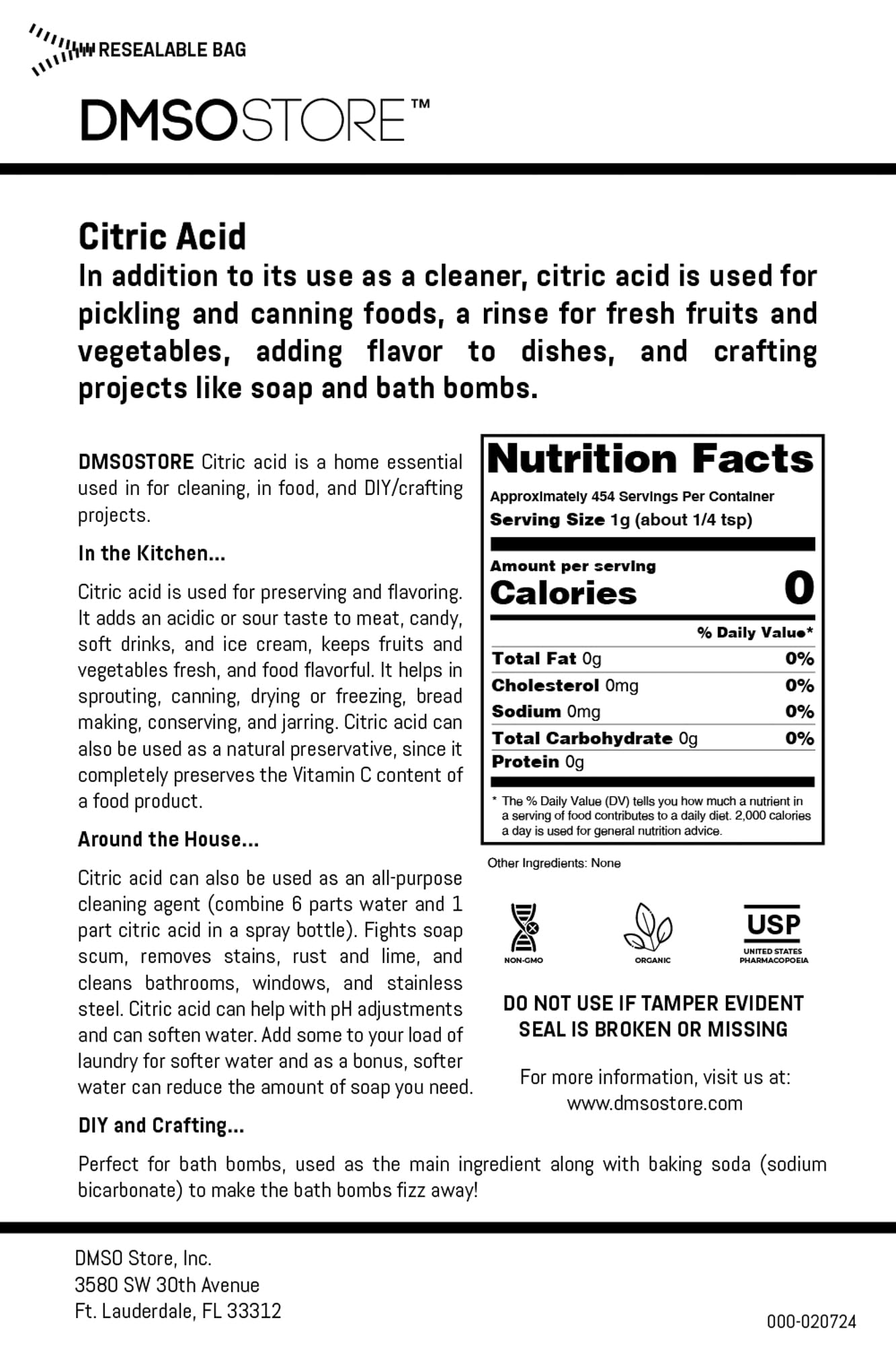20 lbs Food Grade Citric Acid - 100% Pure, Non-GMO, USP Grade | Perfect for Canning, Cleaning, Bath Bombs & DIY Crafts