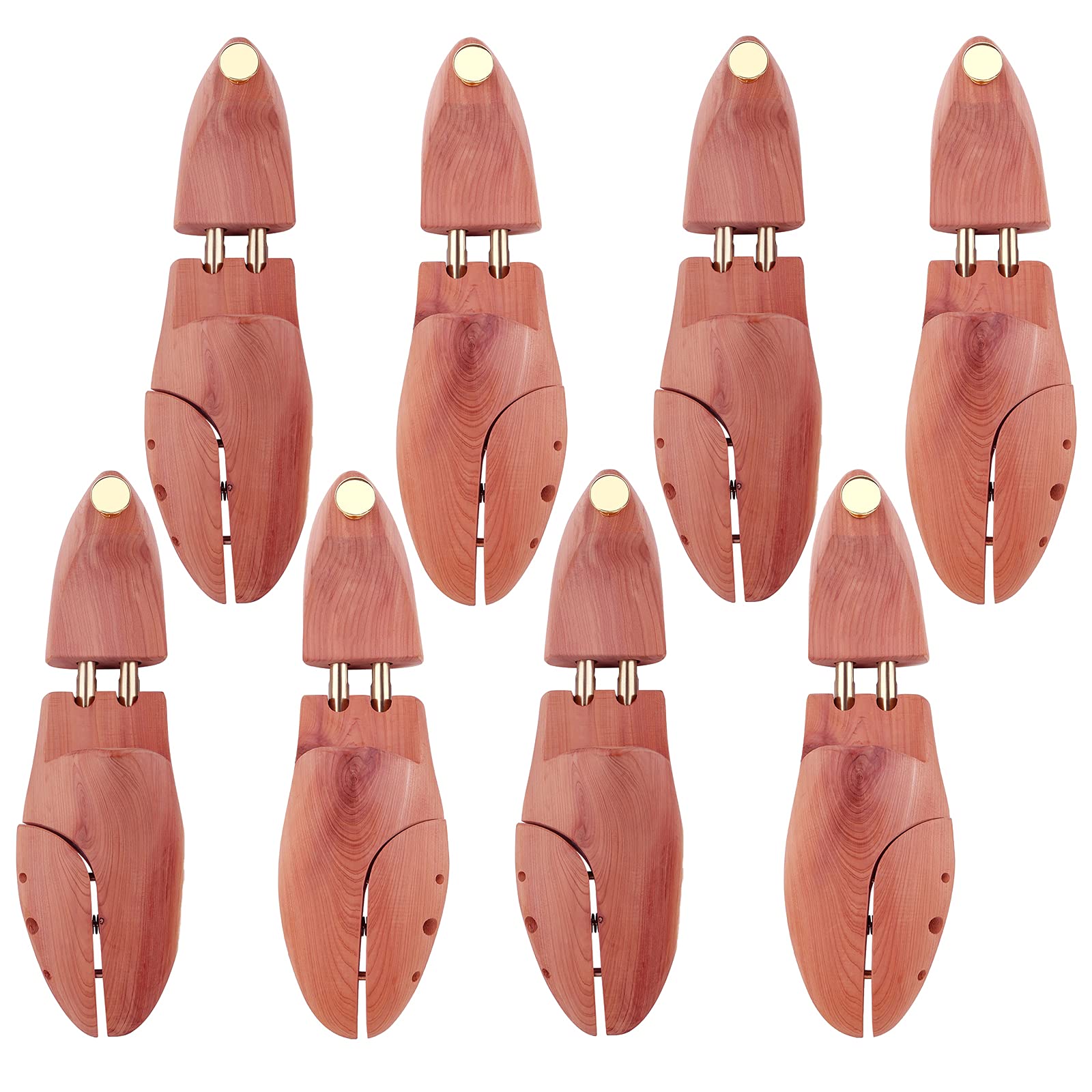 Premium Cedar Shoe Trees for Men - Natural Aromatic Wood Shoe Stretchers (4 Pack) | Adjustable Twin Tube Design for Boots & Dress Shoes | Keeps Footwear Fresh & Maintains Shape