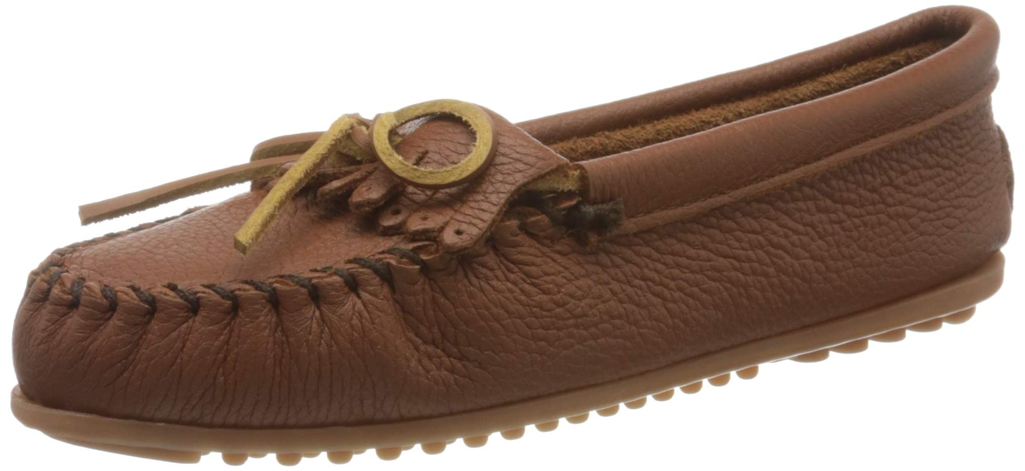 Minnetonka Women's Deerskin Soft-T Moccasin - Comfortable Slip-On Shoes for Casual Wear, Indoor & Outdoor Use - Perfect for Walking, Driving, and Relaxing at Home