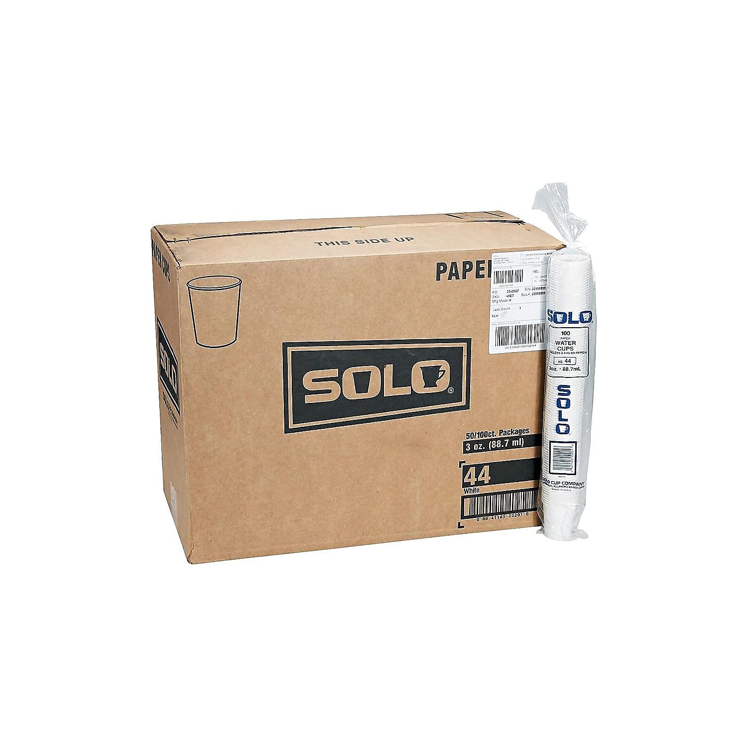 Disposable Solo Paper Cups 3 oz (100 Pack) - White Treated Water Cups for Parties, Picnics, and Office Use - Eco-Friendly Paper Drinkware