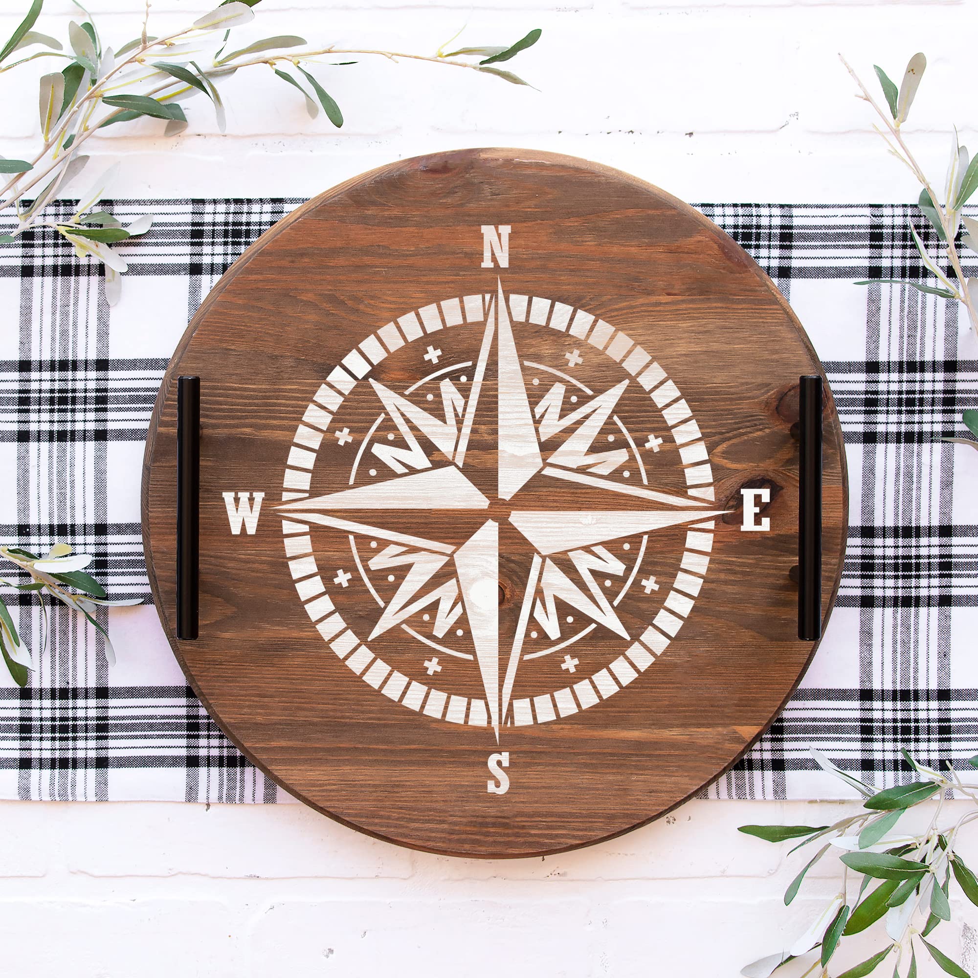 Compass Rose Stencil - Large Ocean Compass Design for DIY Nautical Decor, Wall Art, and Woodworking Projects