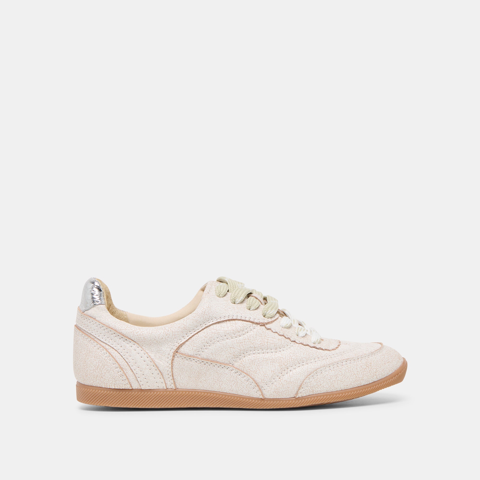 LAINI Sneakers for Women - Off-White Crackled Leather Fashion Shoes | Comfortable Walking & Casual Wear for Daily Outfits