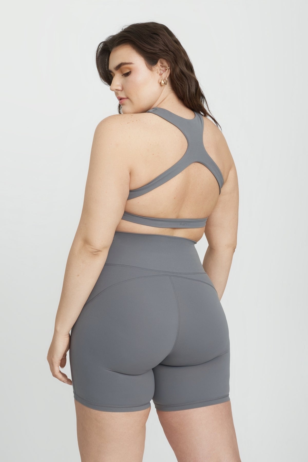 Bronx Cut Out Sports Bra for Women - Steel Gray High Support Workout Top for Running, Yoga & Gym