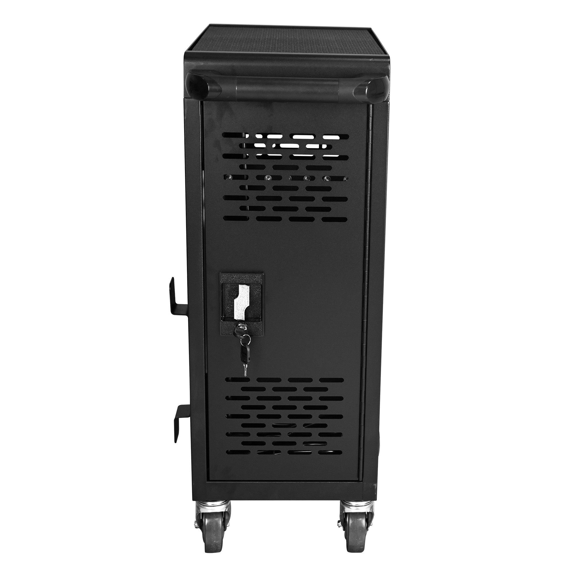16 Compartment Locking Charging Station for Laptops & Chromebooks - Secure Black Storage Cabinet with Removable Dividers | Perfect for Schools, Offices & Tech Labs