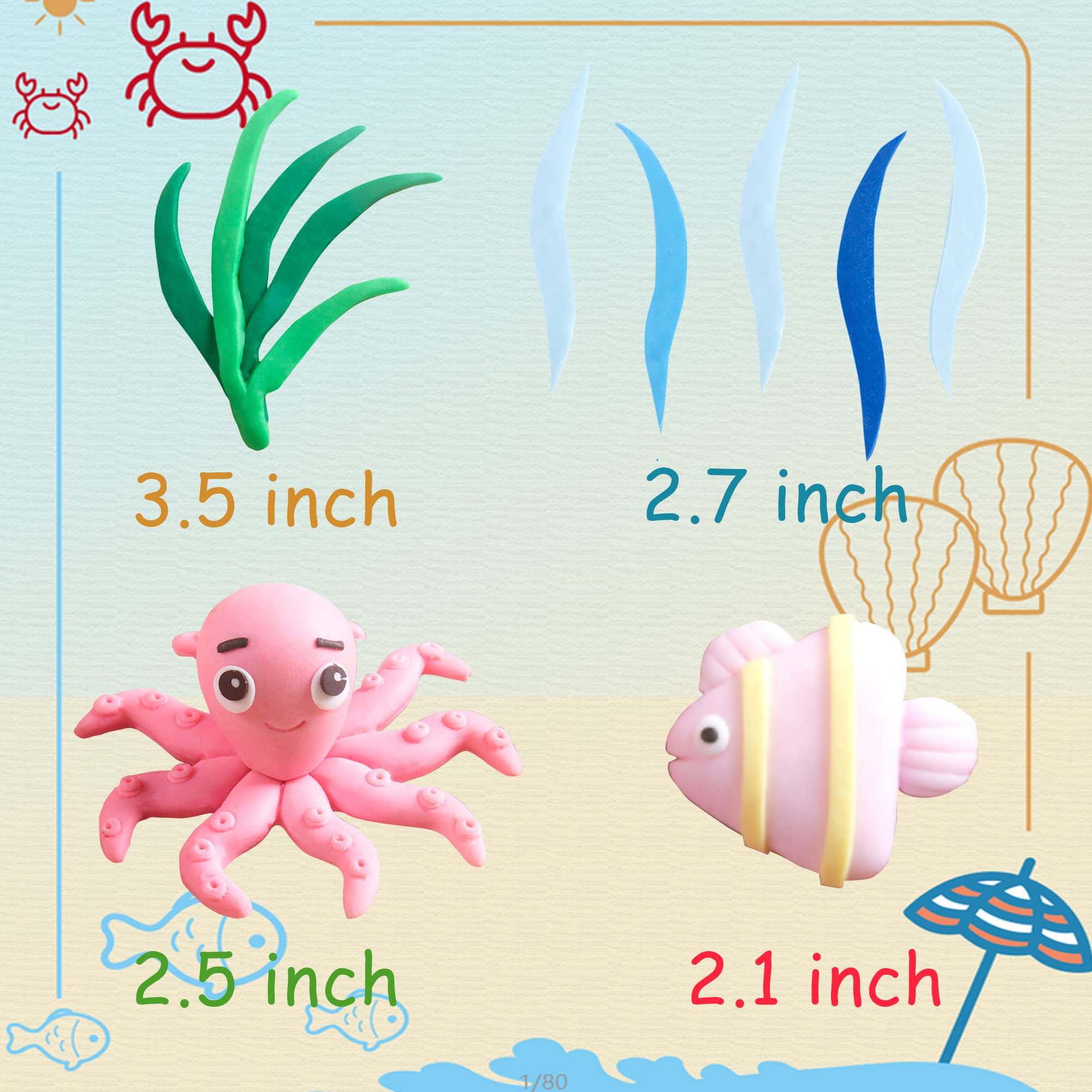 16 Pcs Under The Sea Cake Toppers - Ocean Themed Party Decorations with Devil Fish, Octopus & Seahorse - Perfect for Birthday Cakes, Baby Showers & Underwater Theme Parties