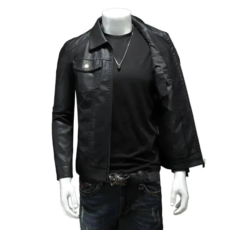 Men's Slim Fit Faux Leather Jacket - Stylish Vegan Leather Biker Jacket for Men | Perfect for Motorcycle Riding, Night Out & Casual Wear