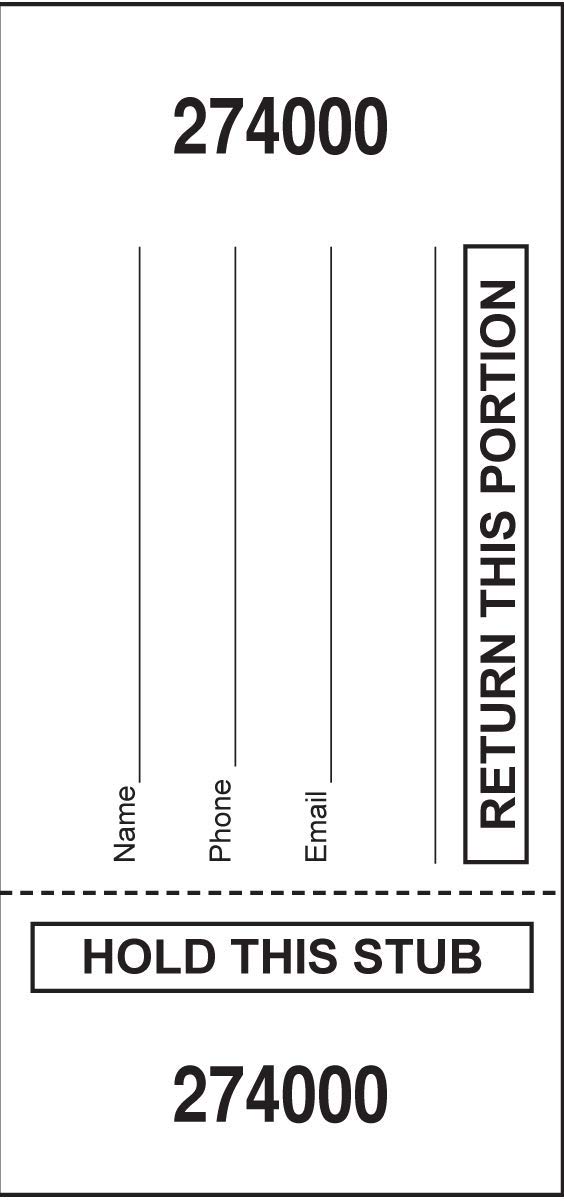 500 White Chinese Auction Tickets - Customizable with 
