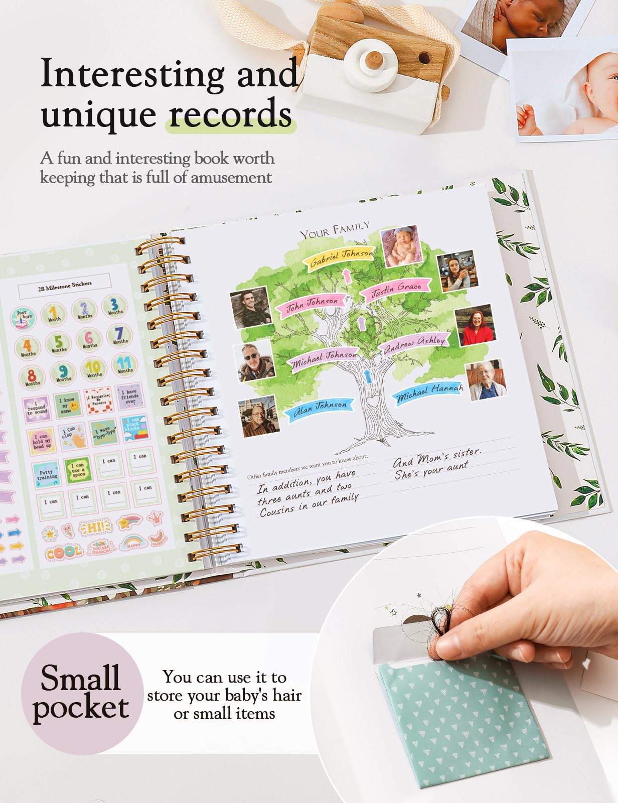 Gender Neutral Baby Memory Book - First 5 Years Keepsake Scrapbook Album with 154 Pages | Perfect Baby Shower Gift & Photo Album for Newborn to Age 5 | Capture Milestones, First Words & Precious Moments