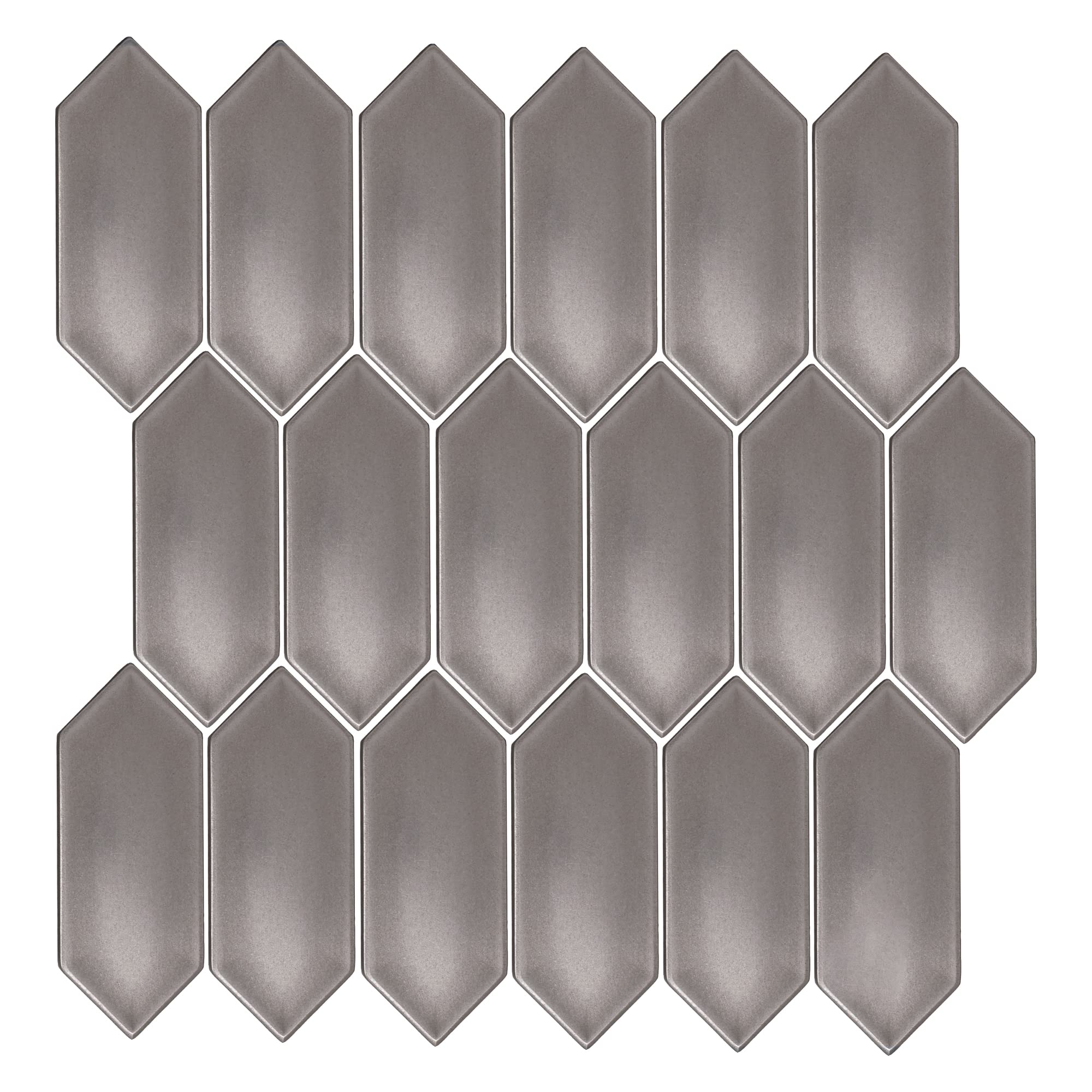 QDÉCOR Picket Decorative Mosaic Tile - Peel and Stick Wall Tile for Bathroom, Shower, Kitchen Backsplash - Modern Home Décor with Brushed Nickel Finish (Box of 6 Sheets) - Perfect for DIY Home Renovation & Interior Design Projects
