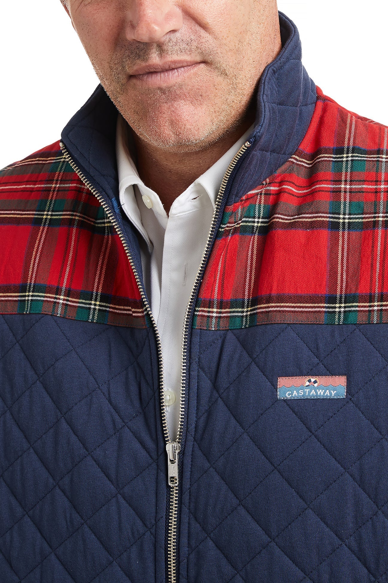 Cross Rip Quilted Vest for Men - Nantucket Navy with Royal Stewart Tartan Trim | Outdoor Activities, Casual Wear & Layering Fashion
