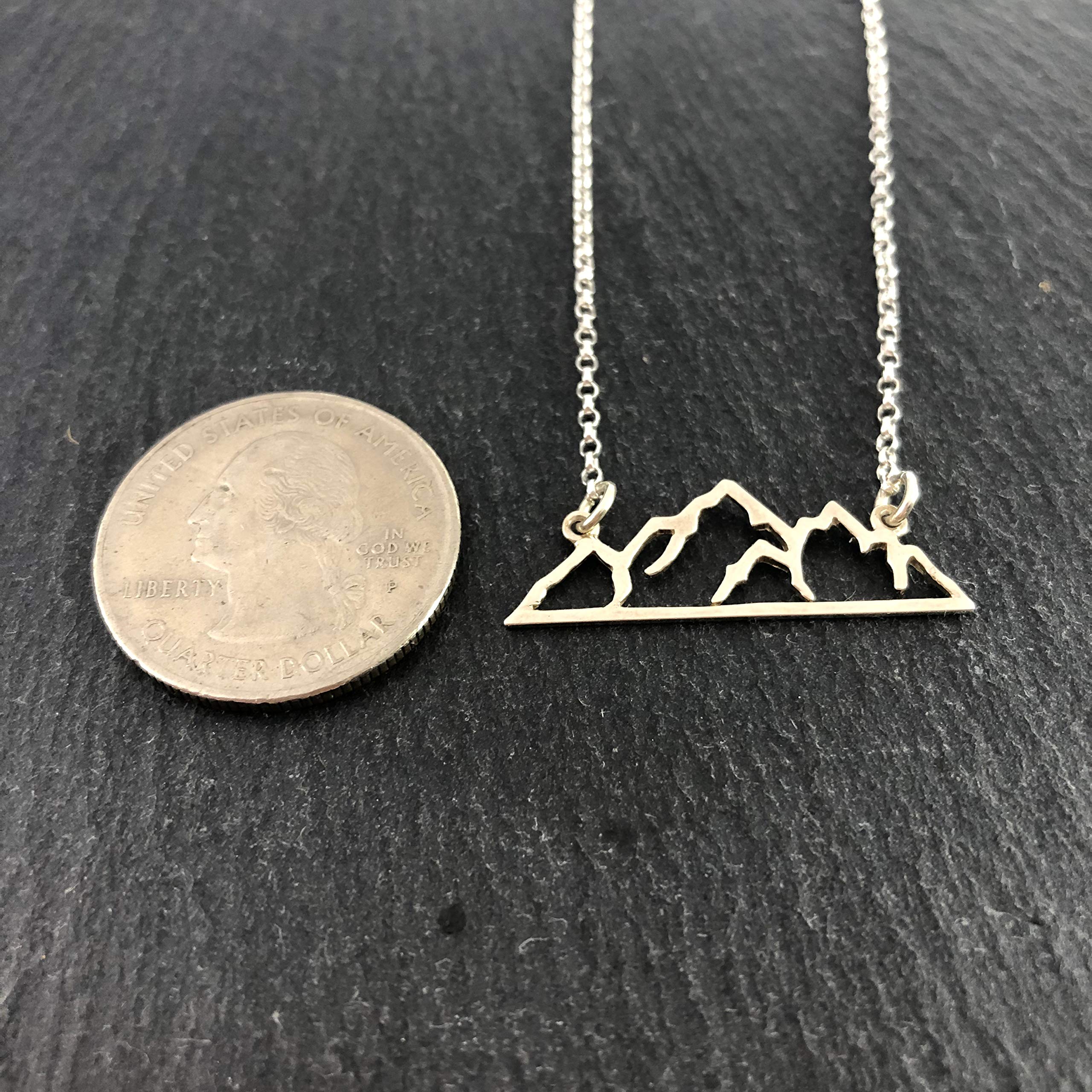 Sterling Silver Mountain Bar Connector Charm Necklace for Women | Dainty Layering Jewelry | Perfect for Everyday Wear, Date Nights & Gifting