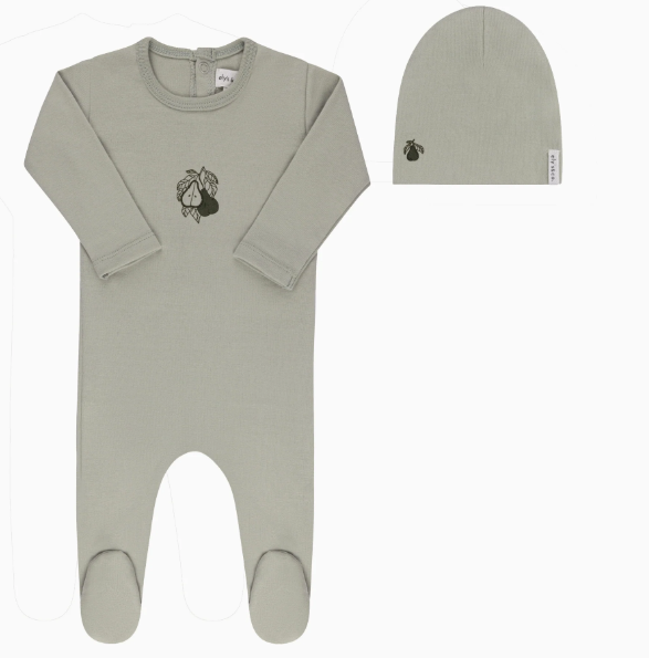 ELY & CO Fruit Collection Baby Footie with Beanie Set - Newborn to 9 Months (3M-9M) - Soft Cotton Pajamas for Infant Sleepwear & Photo Outfits