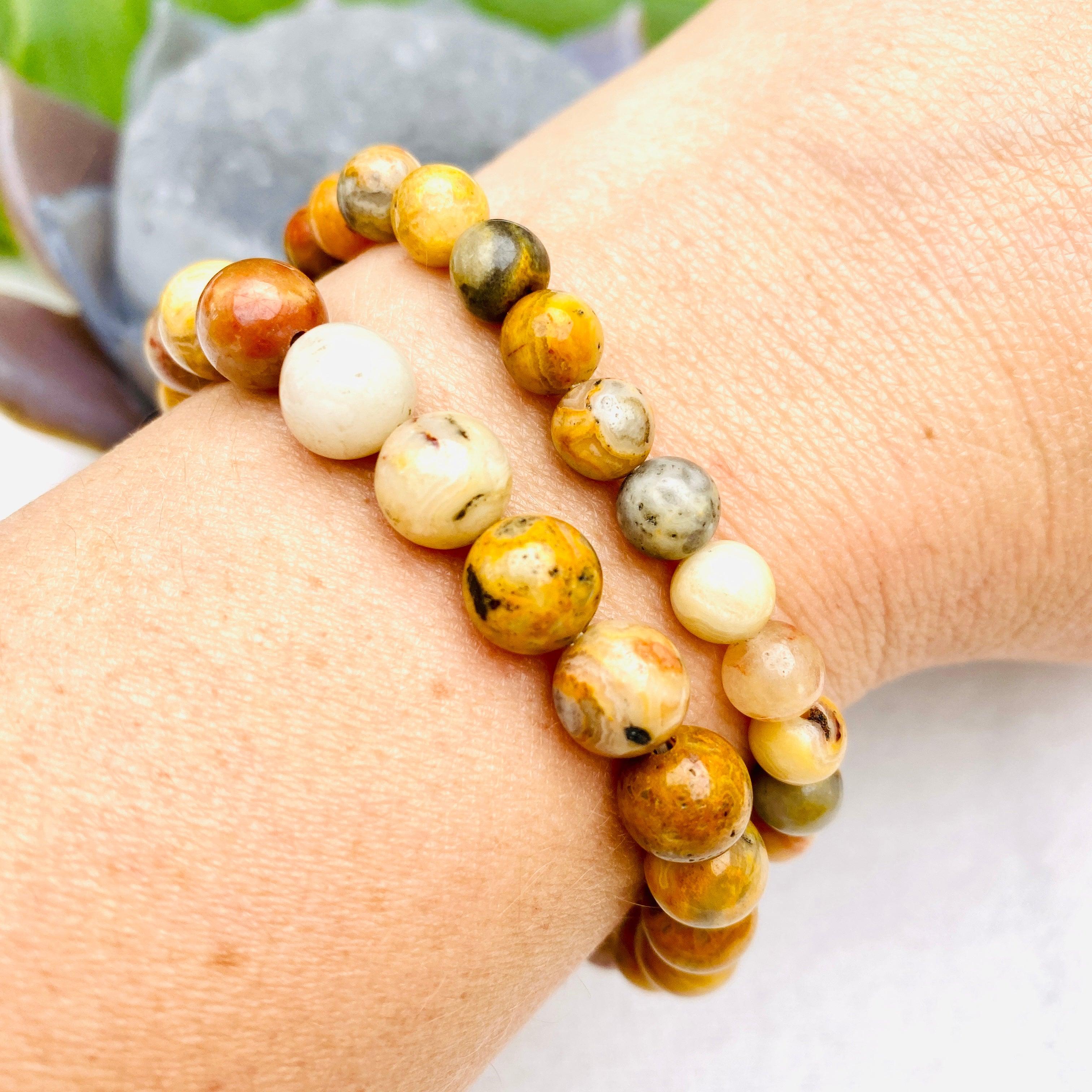 Natural Crazy Lace Agate Beaded Bracelet for Women - Healing Stone Jewelry for Meditation, Yoga & Positive Energy