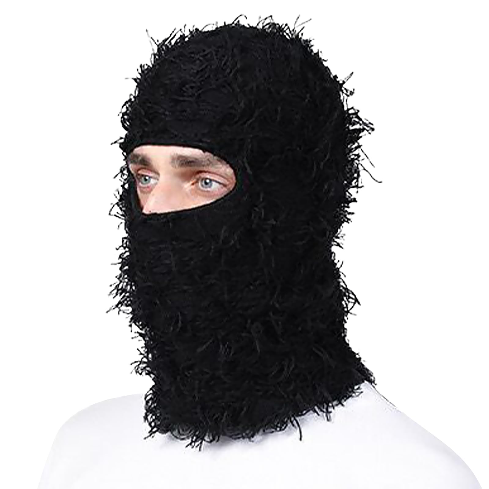 Clakllie Distressed Balaclava - Yeat Shiesty Knitted Full Face Mask for Men & Women - Windproof Winter Ski Mask for Cold Weather & Outdoor Activities